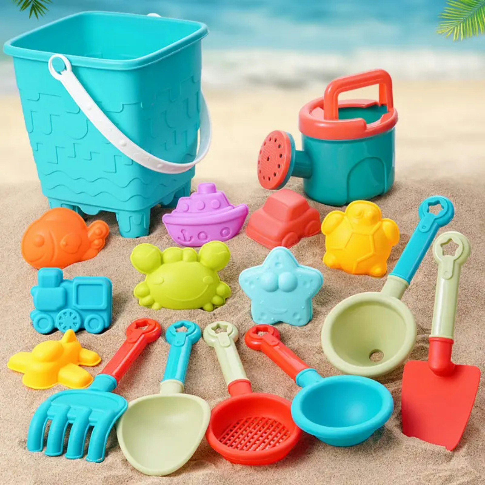 Smartbies Light 16Pcs Kids Beach Toy Set With Bucket