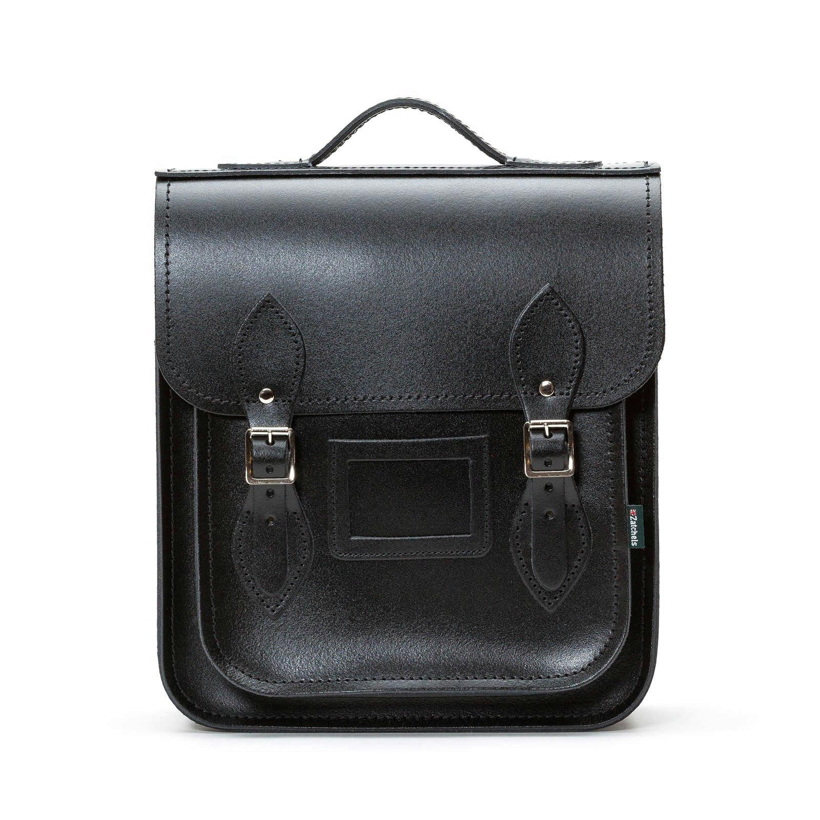 Zatchels Black Handmade Leather City Backpack - Small