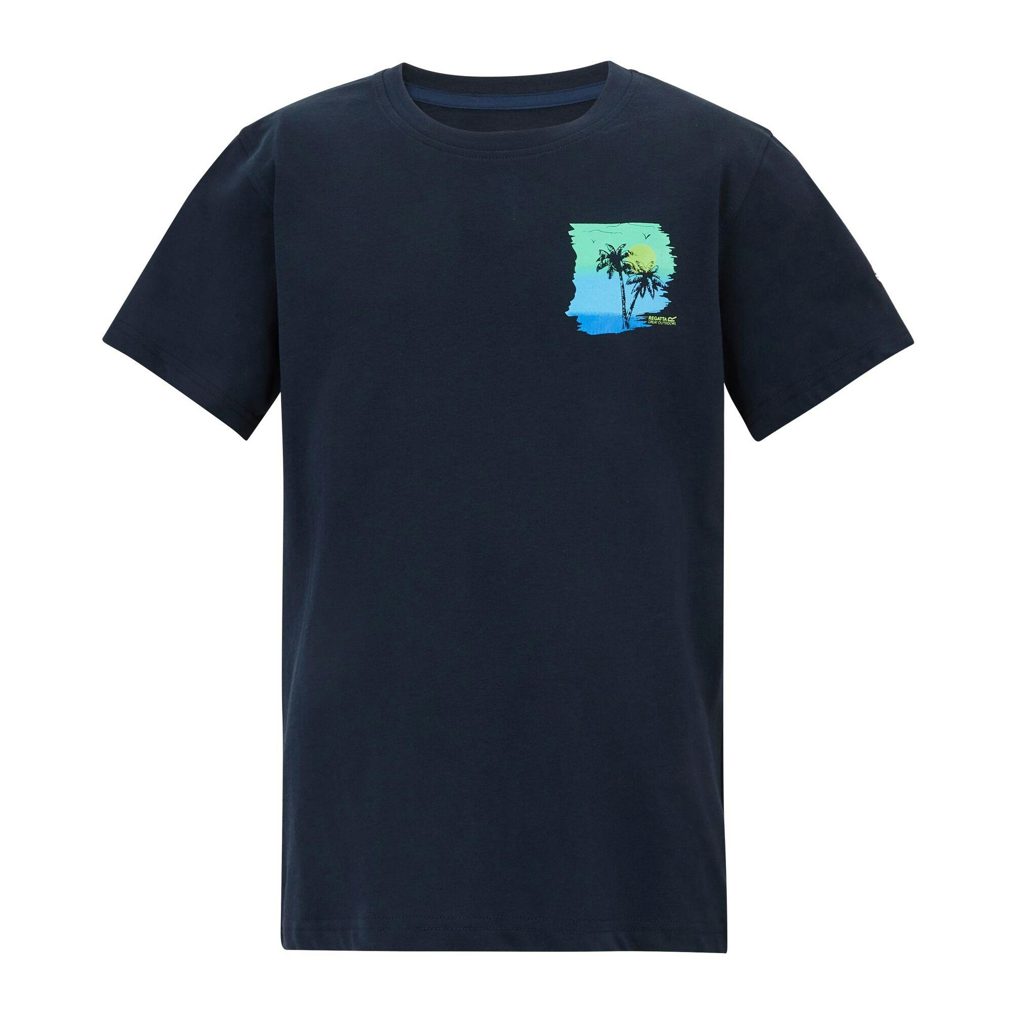 Regatta Childrens Bosley Short Sleeve Crew Neck Cotton T-Shirt Navy - Image 3
