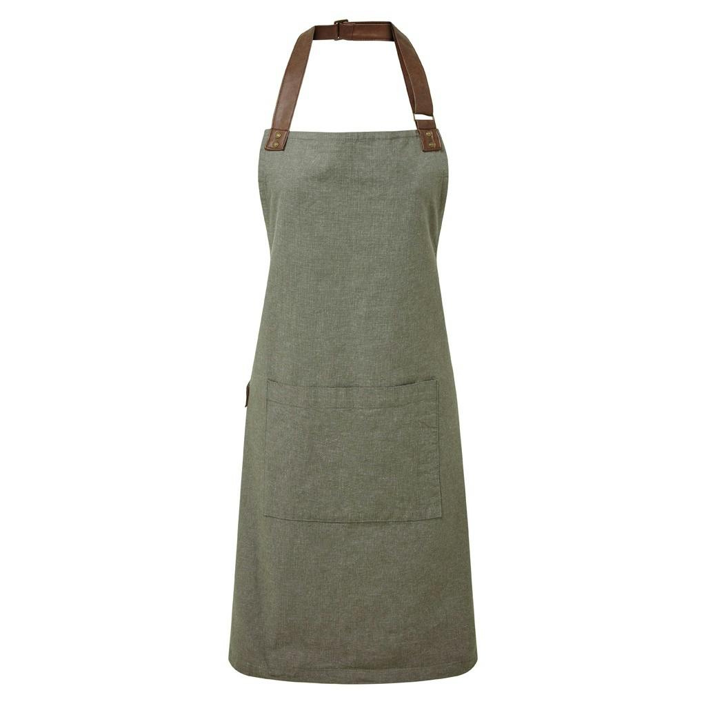 Premier Adults Unisex Annex Bib Apron (Moss) - Grey Cotton - One Size - Image 5