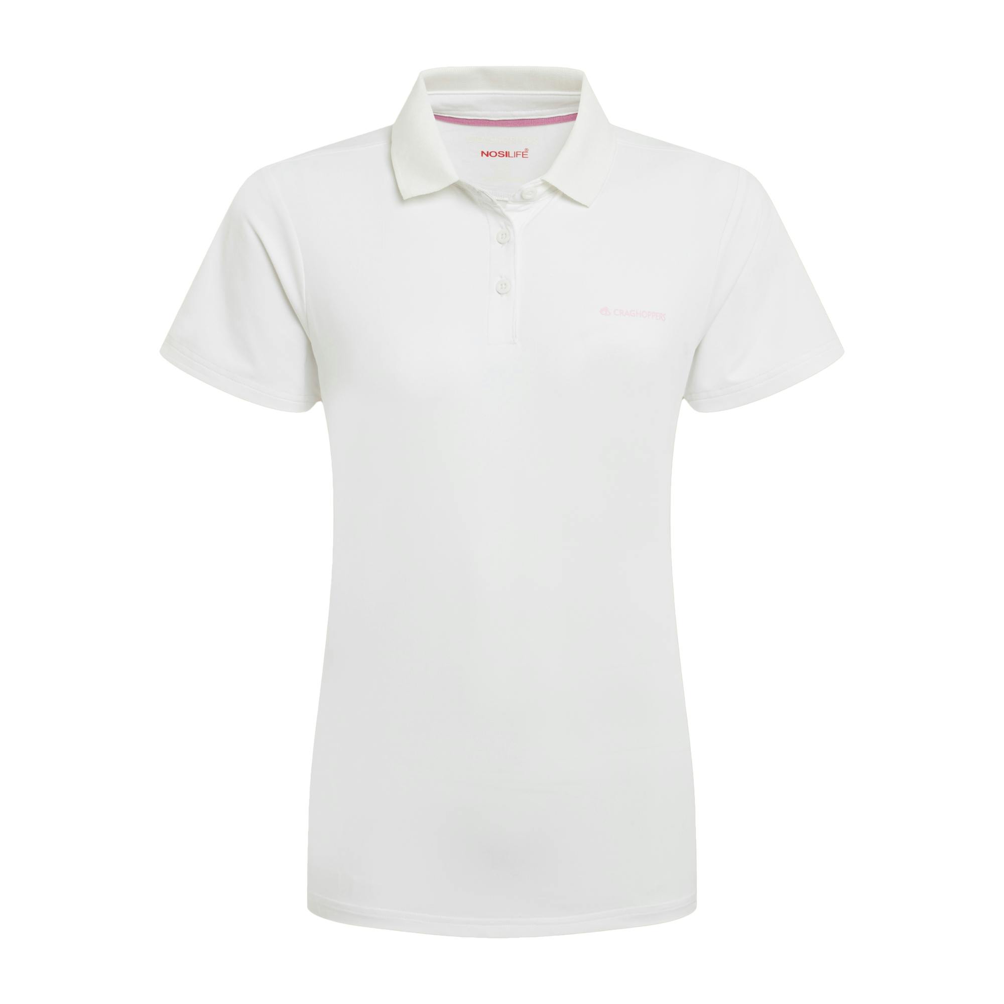 Craghoppers Women's White Thornbury Nosilife Short-Sleeved Golf Polo Shirt - 10 Uk - 62% Recycled Polyester/28% Polyester/10% Elastane