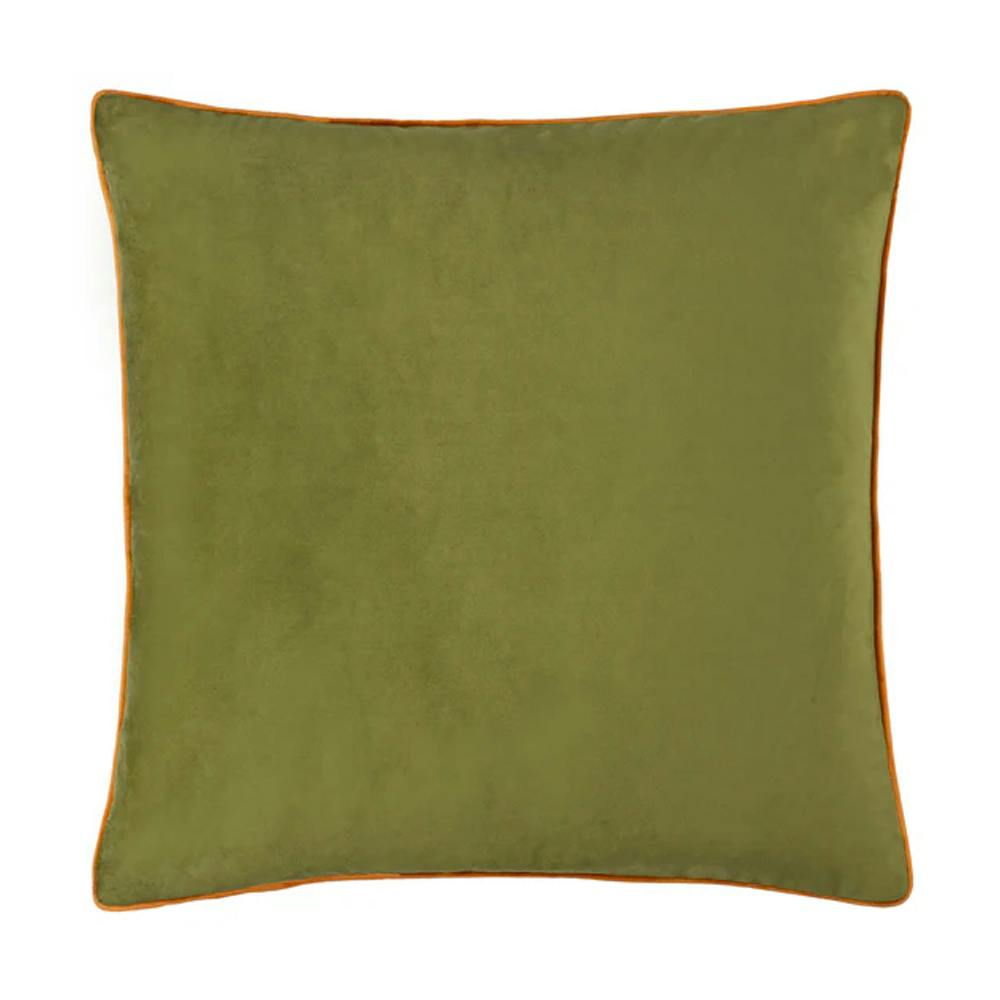 Furn Meridian Velvet Cushion Cover - Olive/Ginger - 45Cm X 45Cm - Olive/Ginger - 100% Polyester