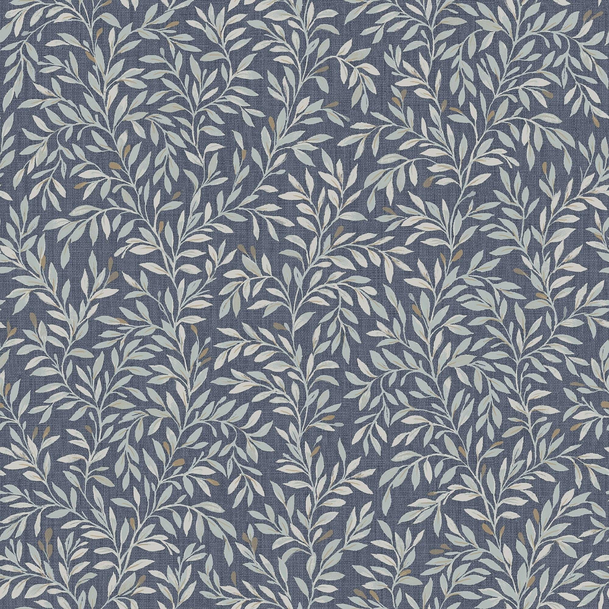 Next Blue Ditsy Leaf Wallpaper - Navy - 10M