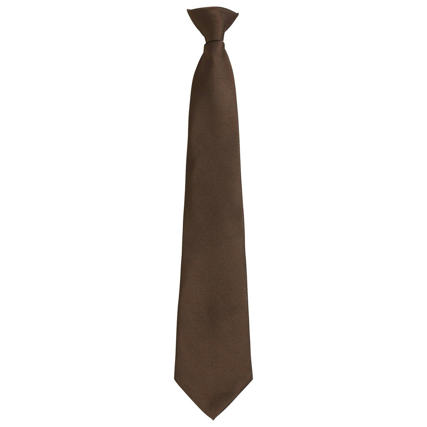 Premier Unisex Adult Colours Fashion Plain Clip-On Tie (Brown) - One Size - Image 3