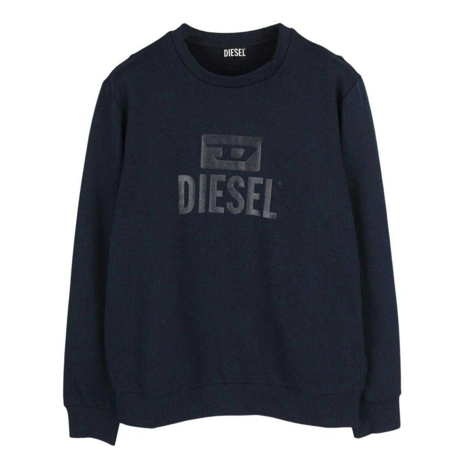 Diesel Unisex Blue Adult Monotone Logo Sweatshirt - Navy /Navy - L - Navy /Navy - 100% Cotton