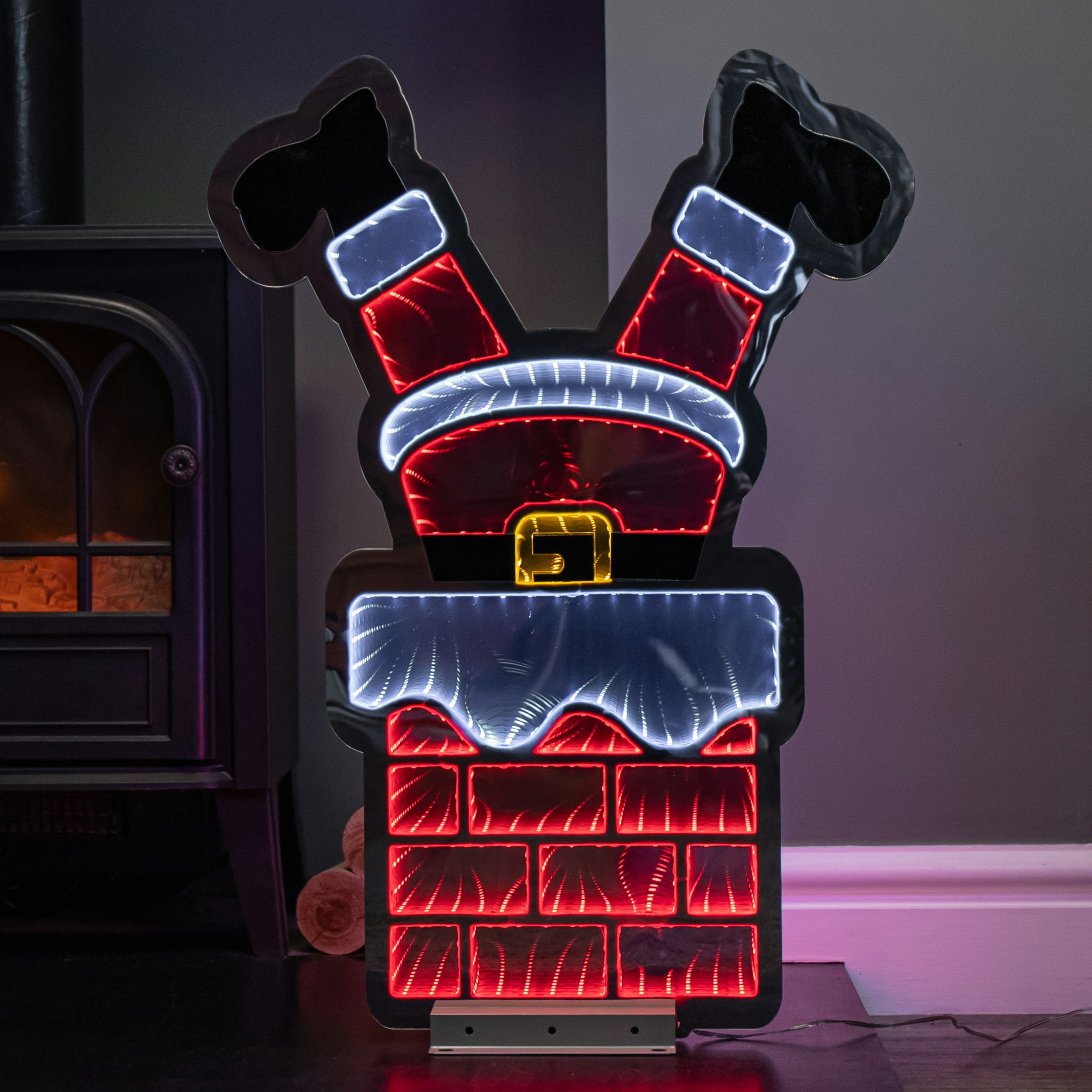 Samuel Alexander 60Cm Light Up Santa's Leg In Chimney Christmas Infinity Decoration With Leds - Red / White - Image 6
