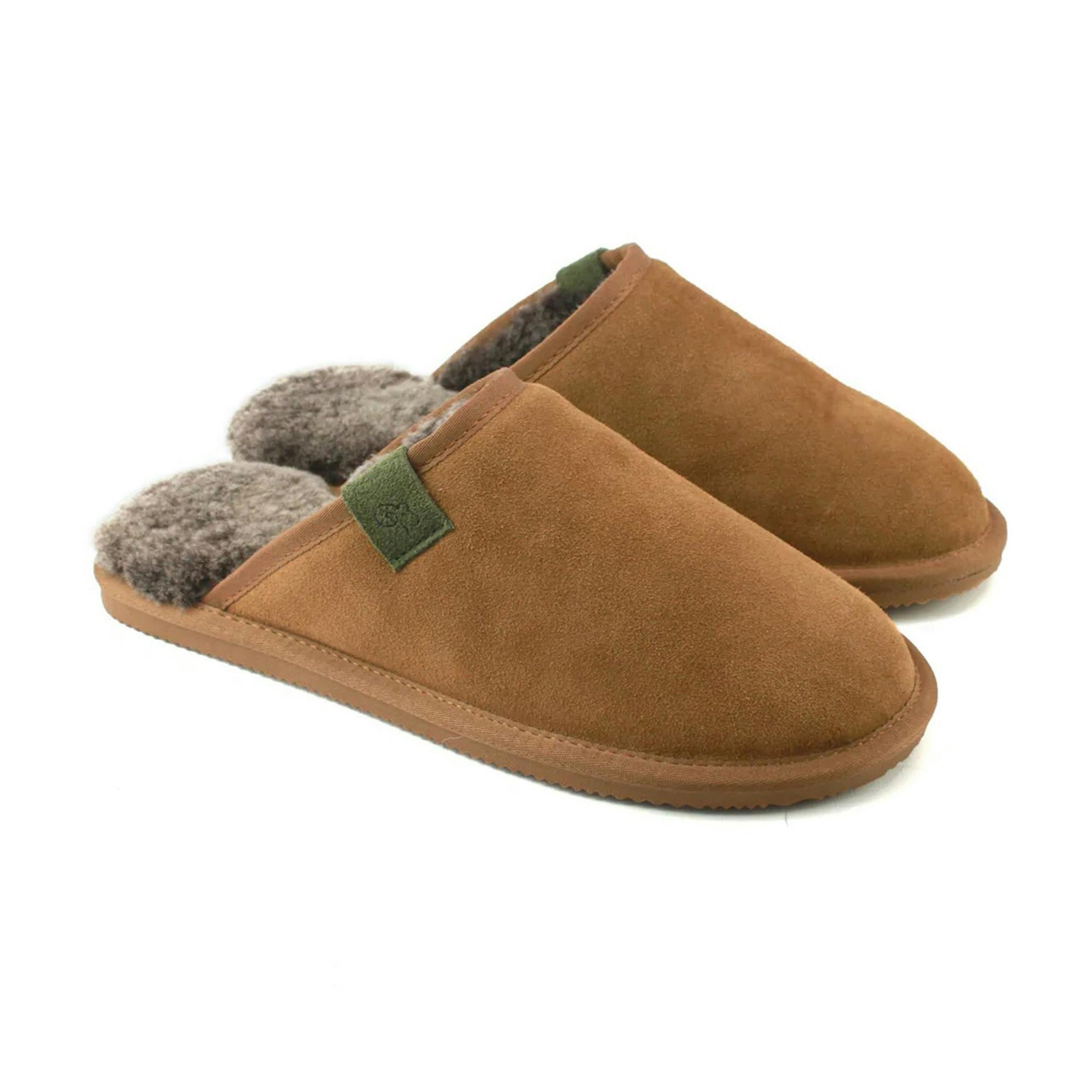 Eastern Counties Leather Men's Tipped Sheepskin Slippers - Chestnut - 10 Uk - Chestnut - 90% Suede/5% Eva/5% Sheepskin