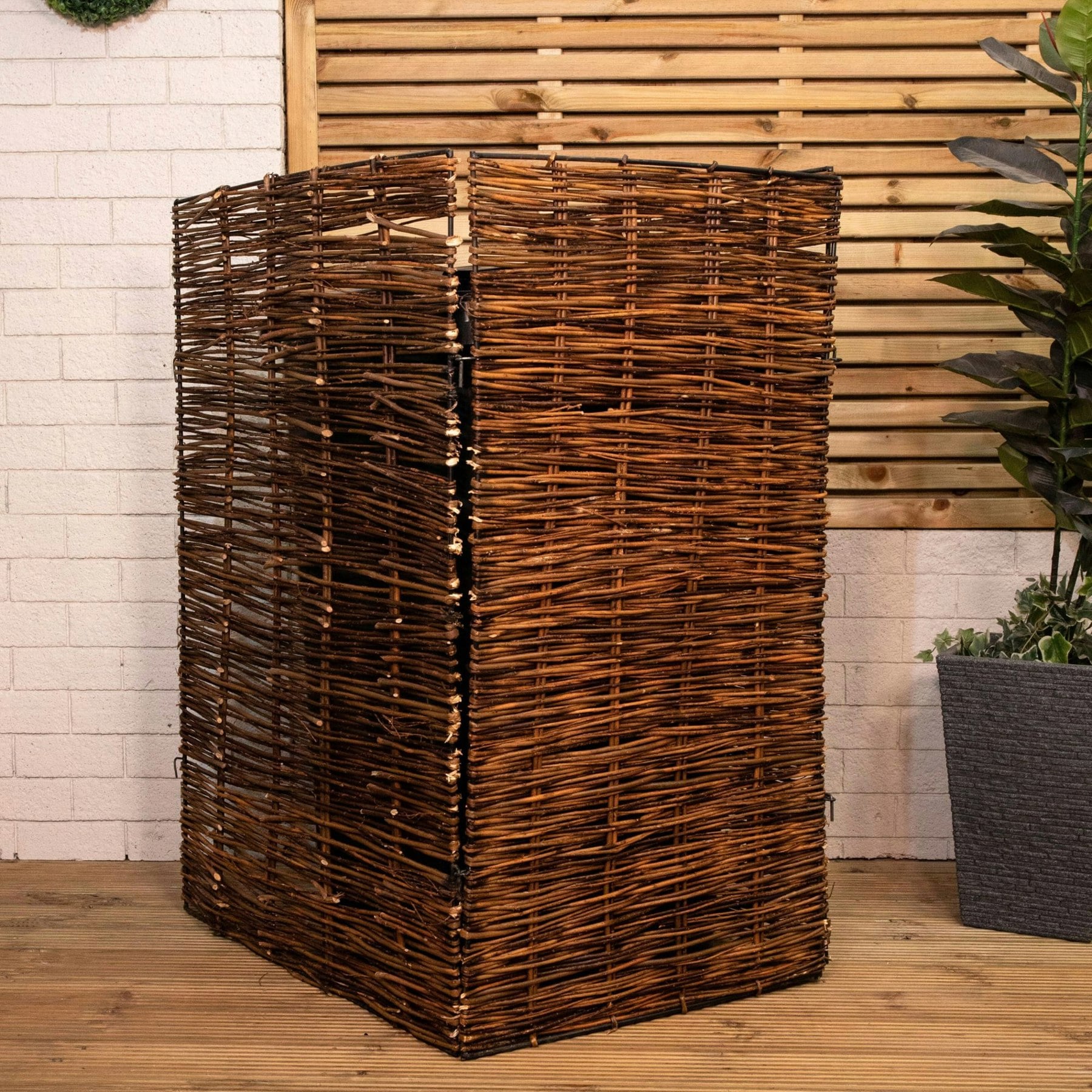 Samuel Alexander Single Willow Wheelie Bin Screen - Metal Frame - 116 x 61cm - Image 5