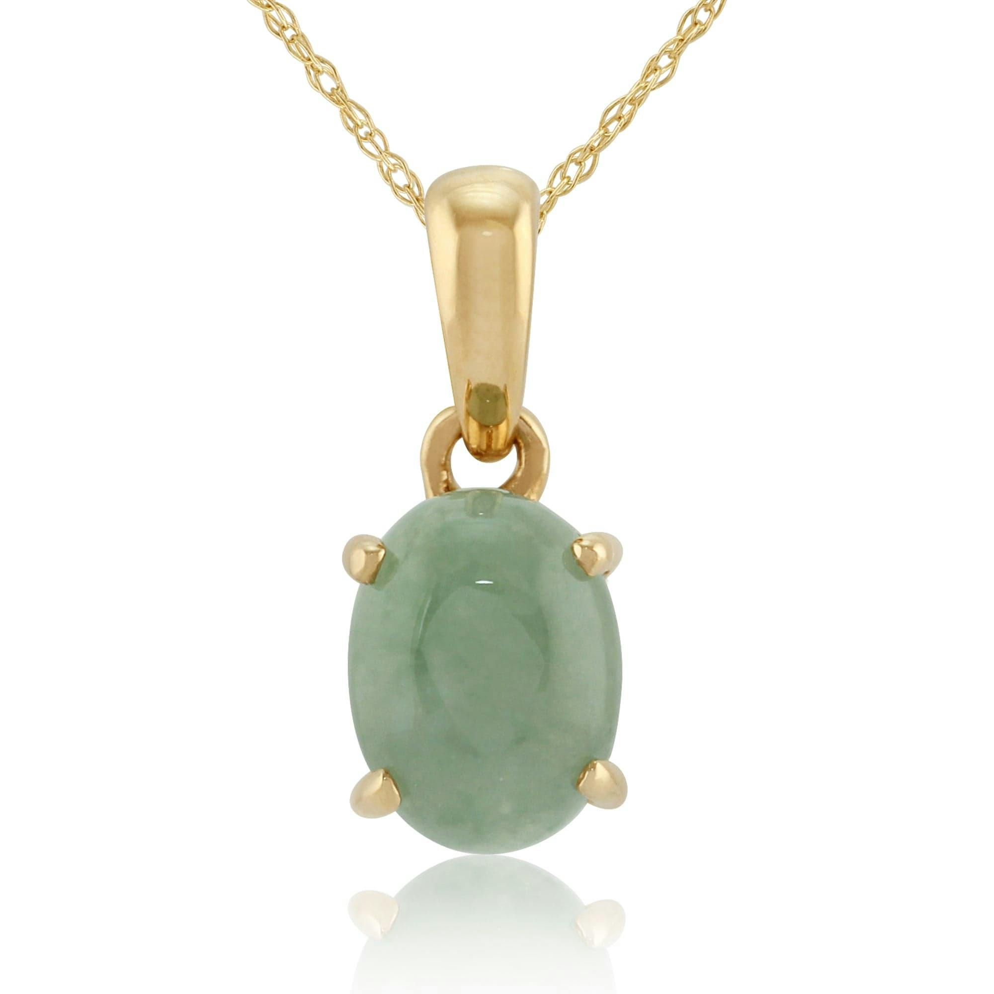 Gemondo Yellow/Gold Classic Oval Jade Cabochon Pendant In 9Ct