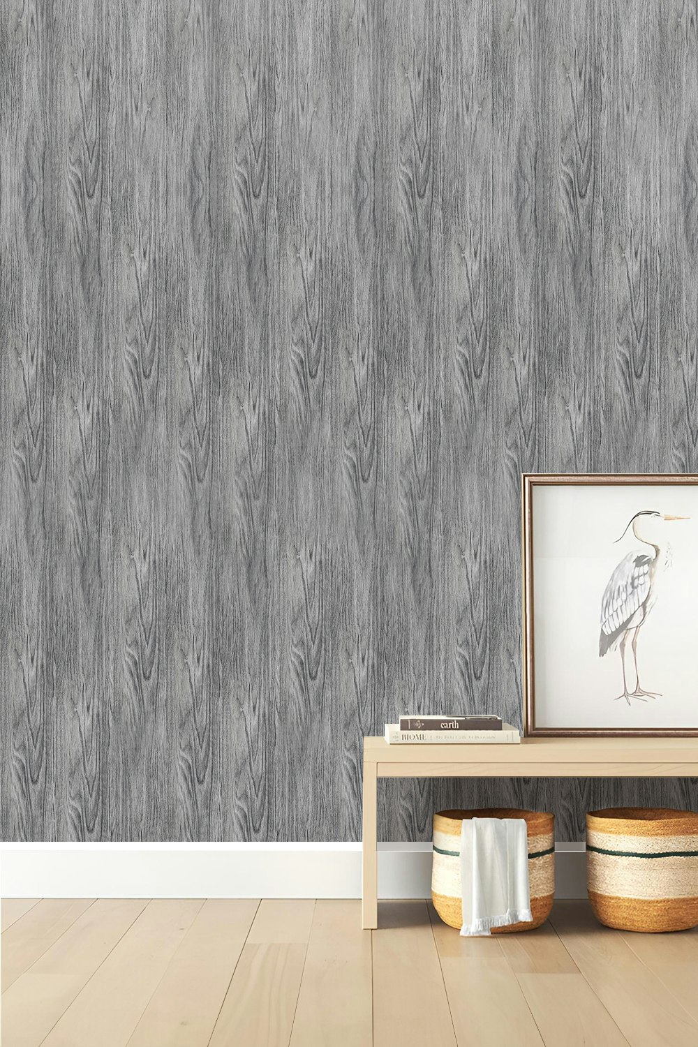 Rackhams Grain/Grey 36Pcs Rustic Wood Self-Adhesive Pvc Flooring Planks