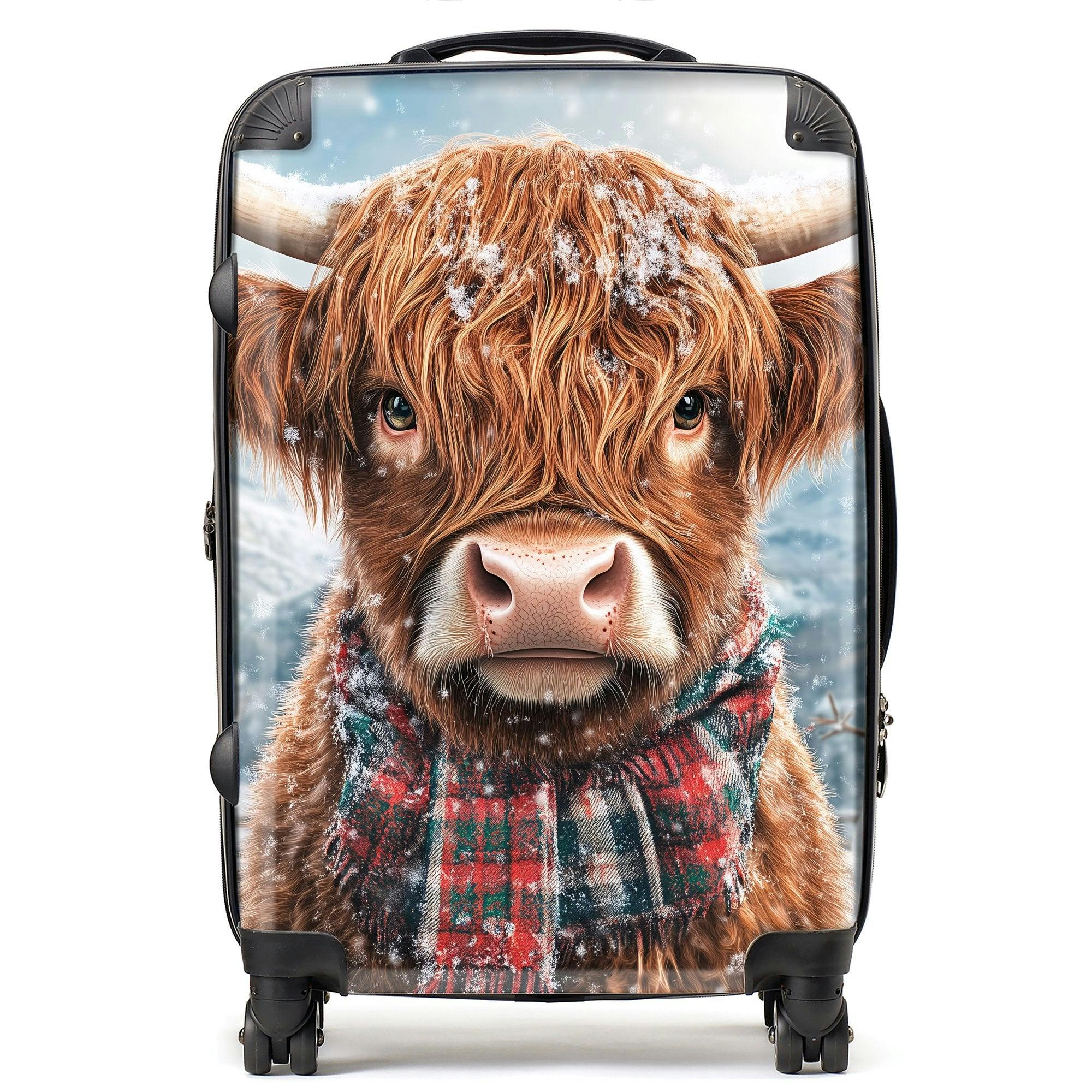 Warren Reed Snowy Highland Cow Suitcase - Medium