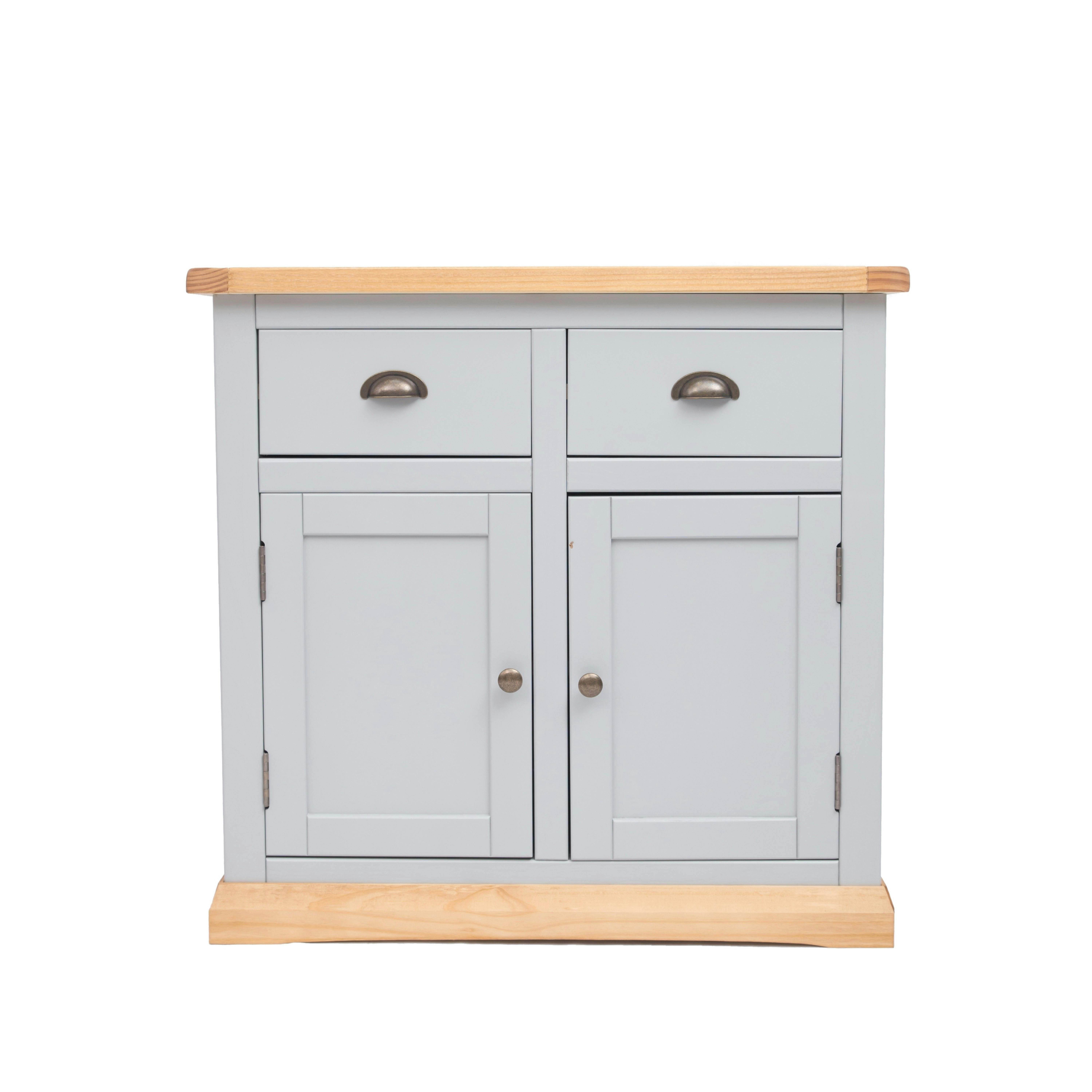 Rackhams Light/Grey Bomporto 2 Drawer 2 Door Sideboard Brass Cup Handle