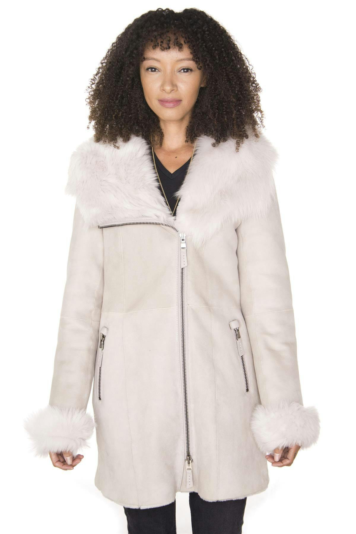 Infinity Leather Women's Grey Suede Merino Sheepskin Coat-Ringwood - 2XL