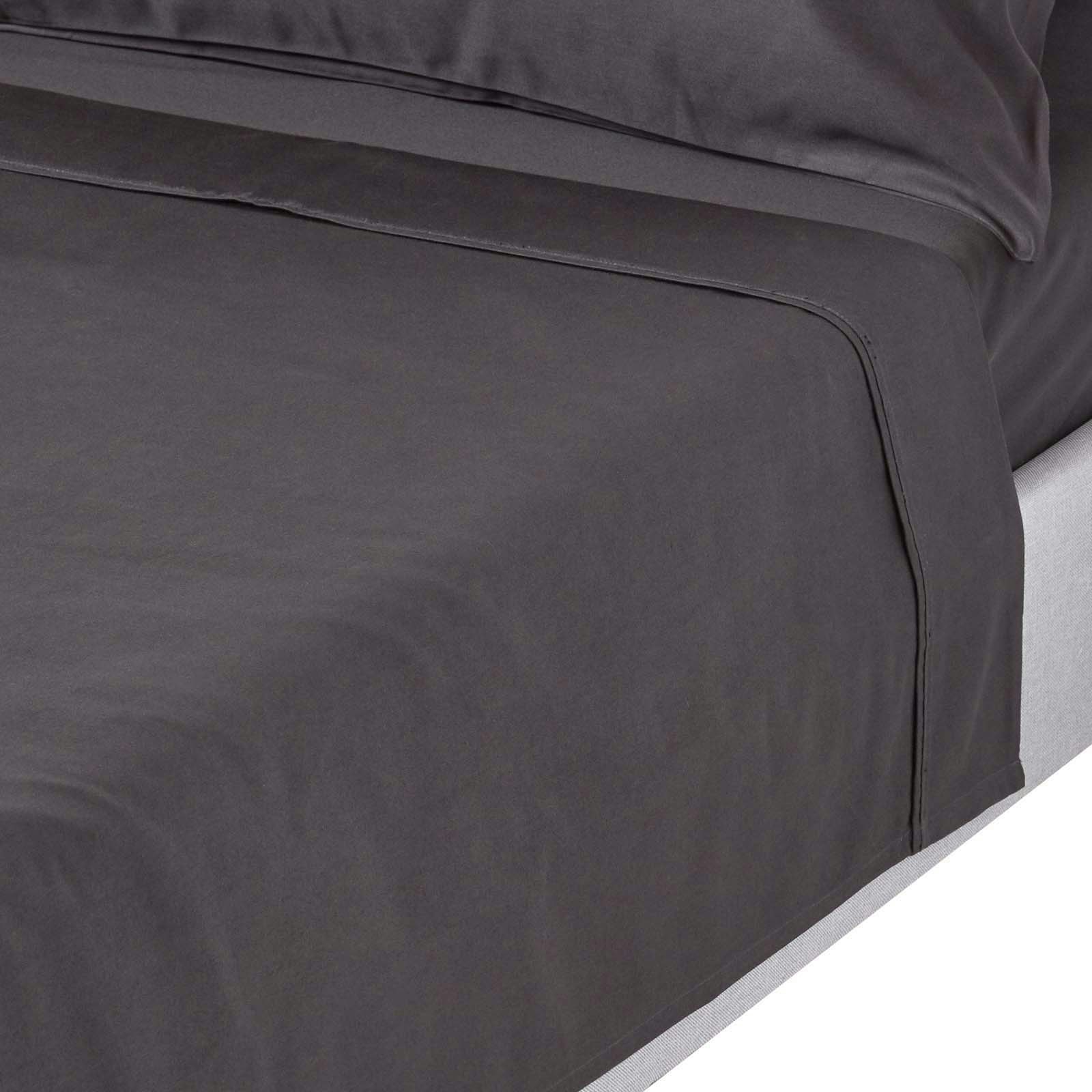 Rackhams Dark/Grey Premium 1000 Tc Egyptian Cotton Sateen Weave Flat Sheet - Charcoal - Double