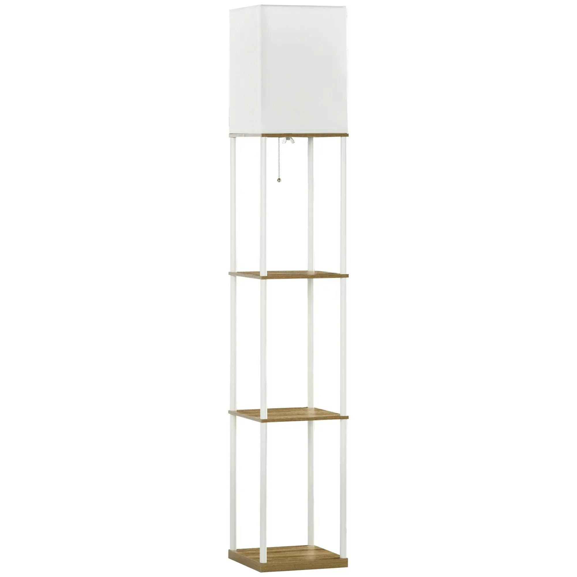 Homcom Unisex White Layer Shelf Tall Standing Lamp With Pull Chain Switch For Bedroom In Size 3 - Image 7