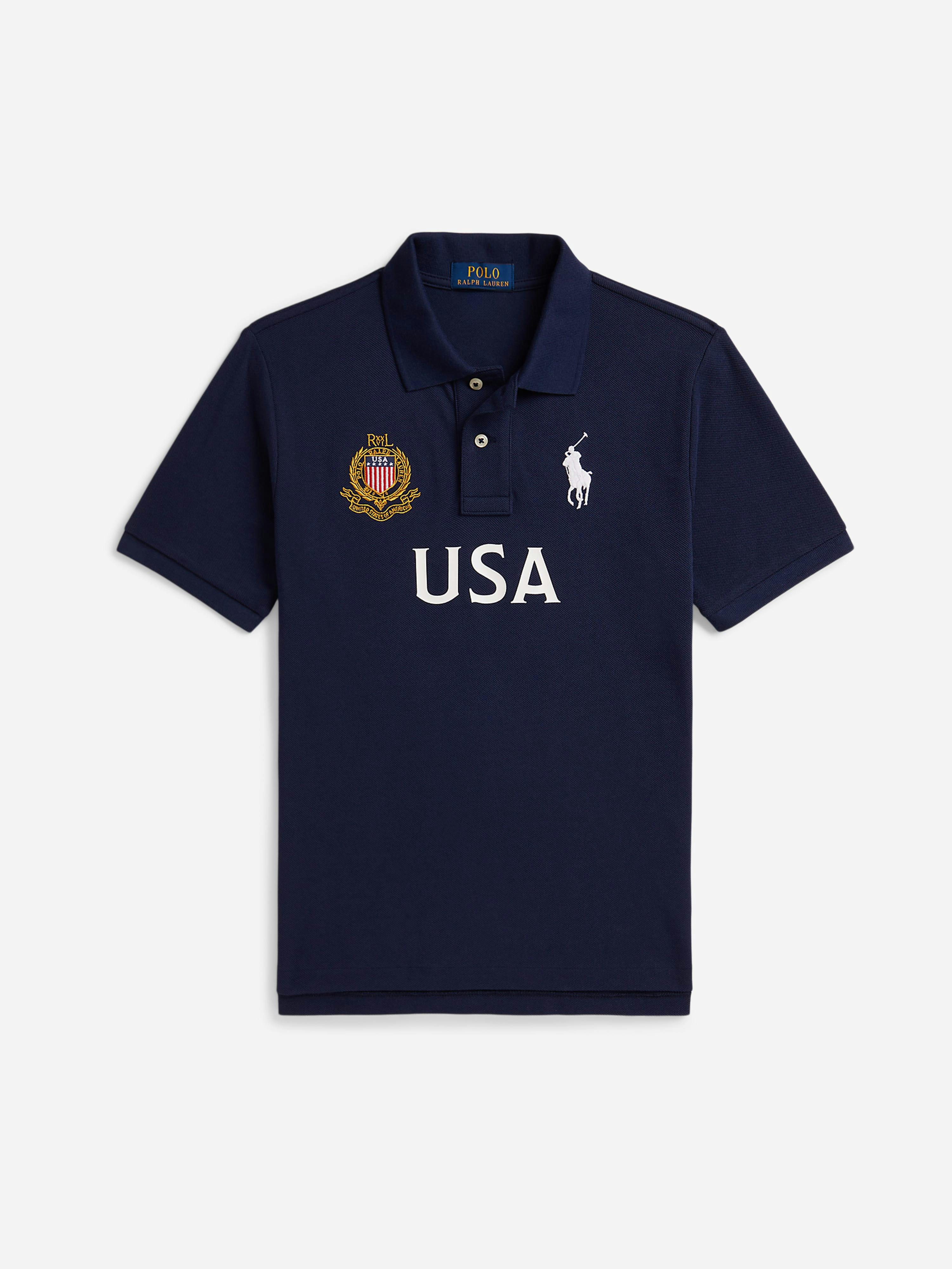 Ralph Lauren Kids Boys Usa Polo Shirt In Navy - Navy - 8 Yrs