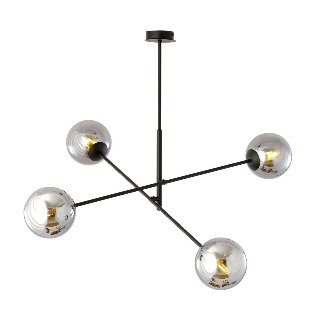 Emibig Black Linear Pendant Lamp 4 X E14 With Graphite Shade