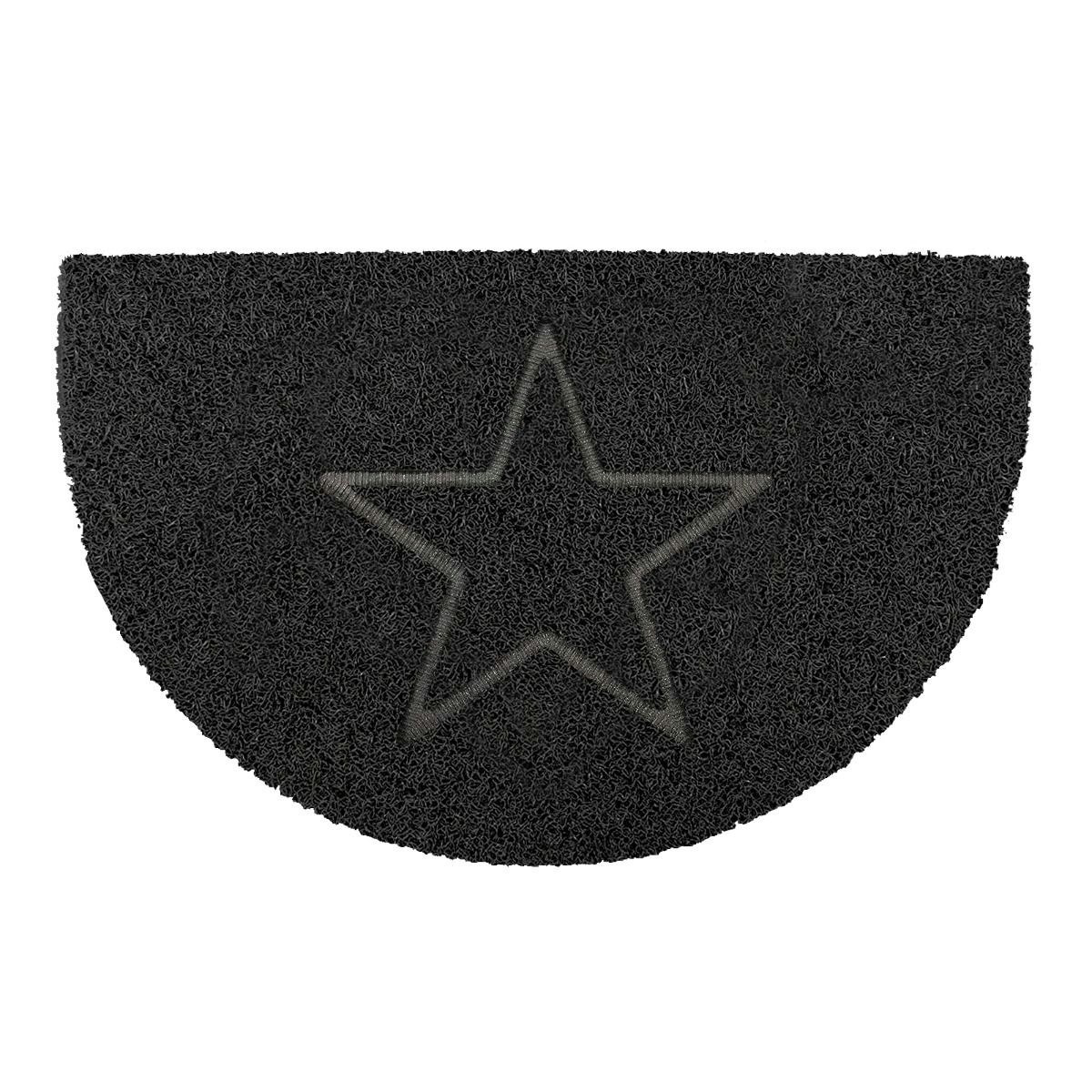 Rackhams Black Star Half Moon Doormat In - Vinyl - 1