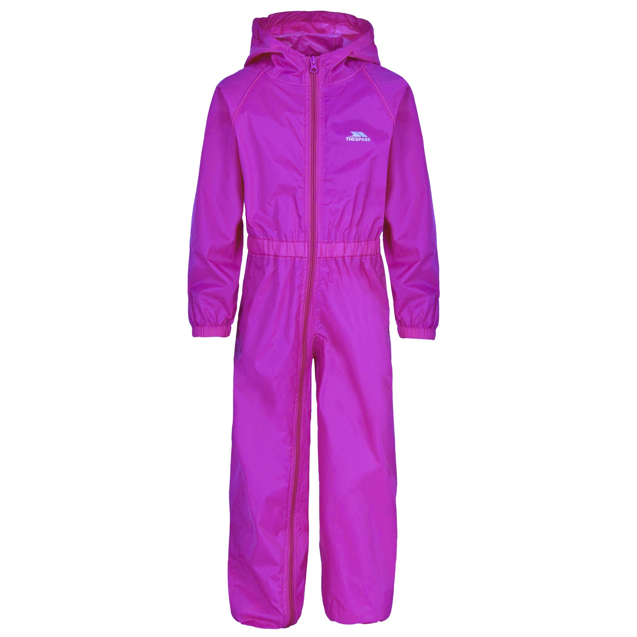 Trespass Purple Childrens/Kids Button Rain Suit - Orchid - 3-4 Years - Orchid - 100% Polyamide