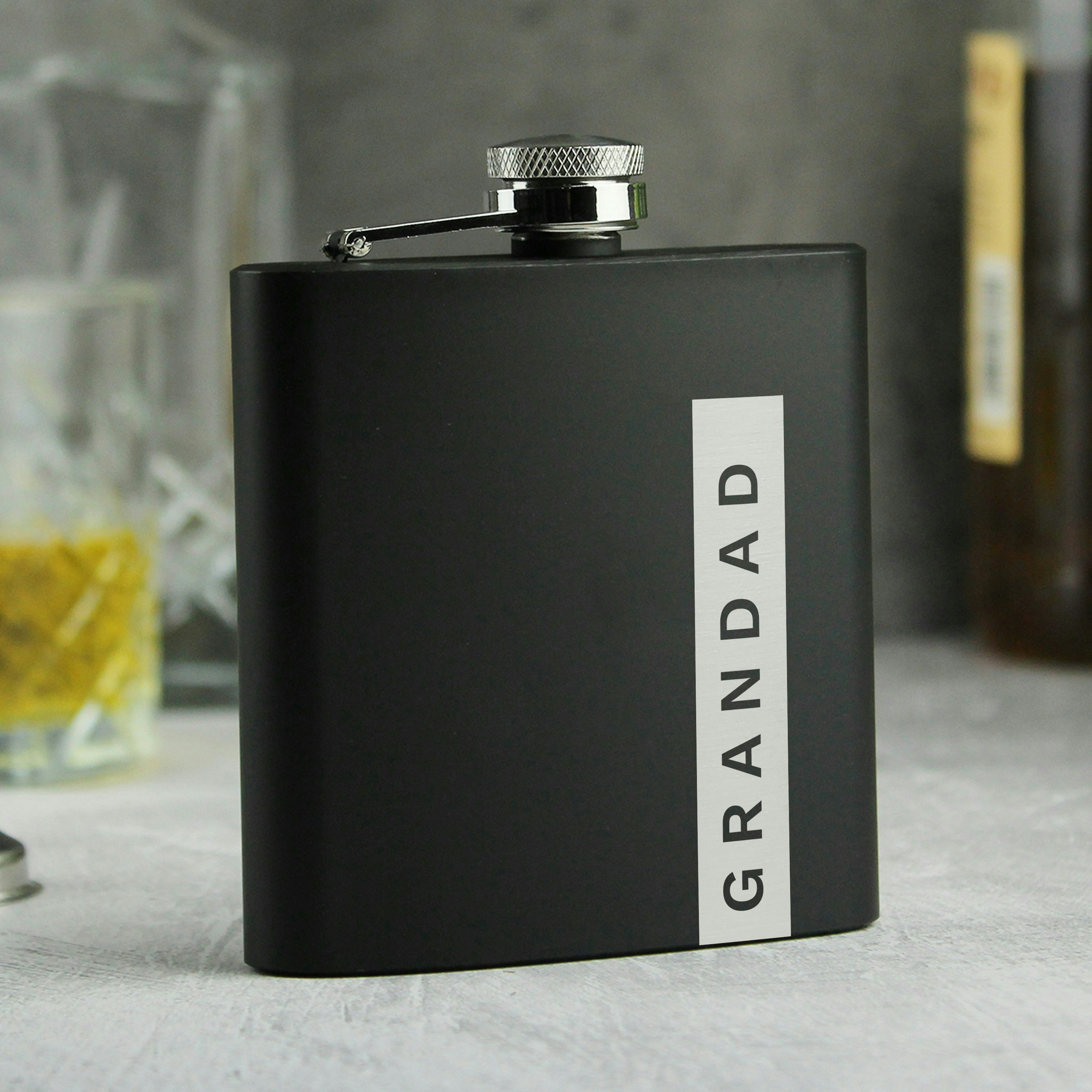 Personalised Memento Company Black Personalised Name Only Hip Flask