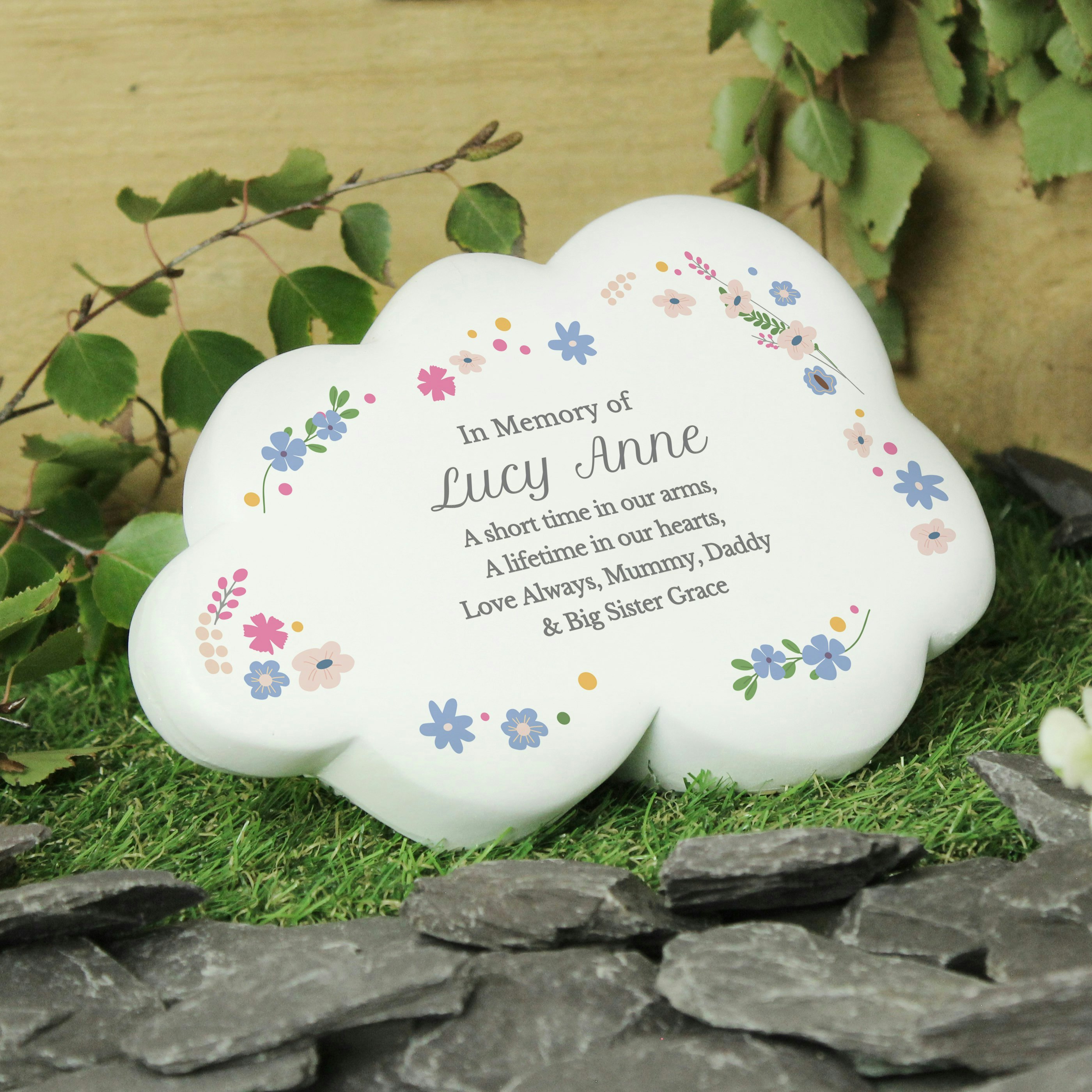Personalised Memento Company Personalised Floral Resin Memorial Cloud