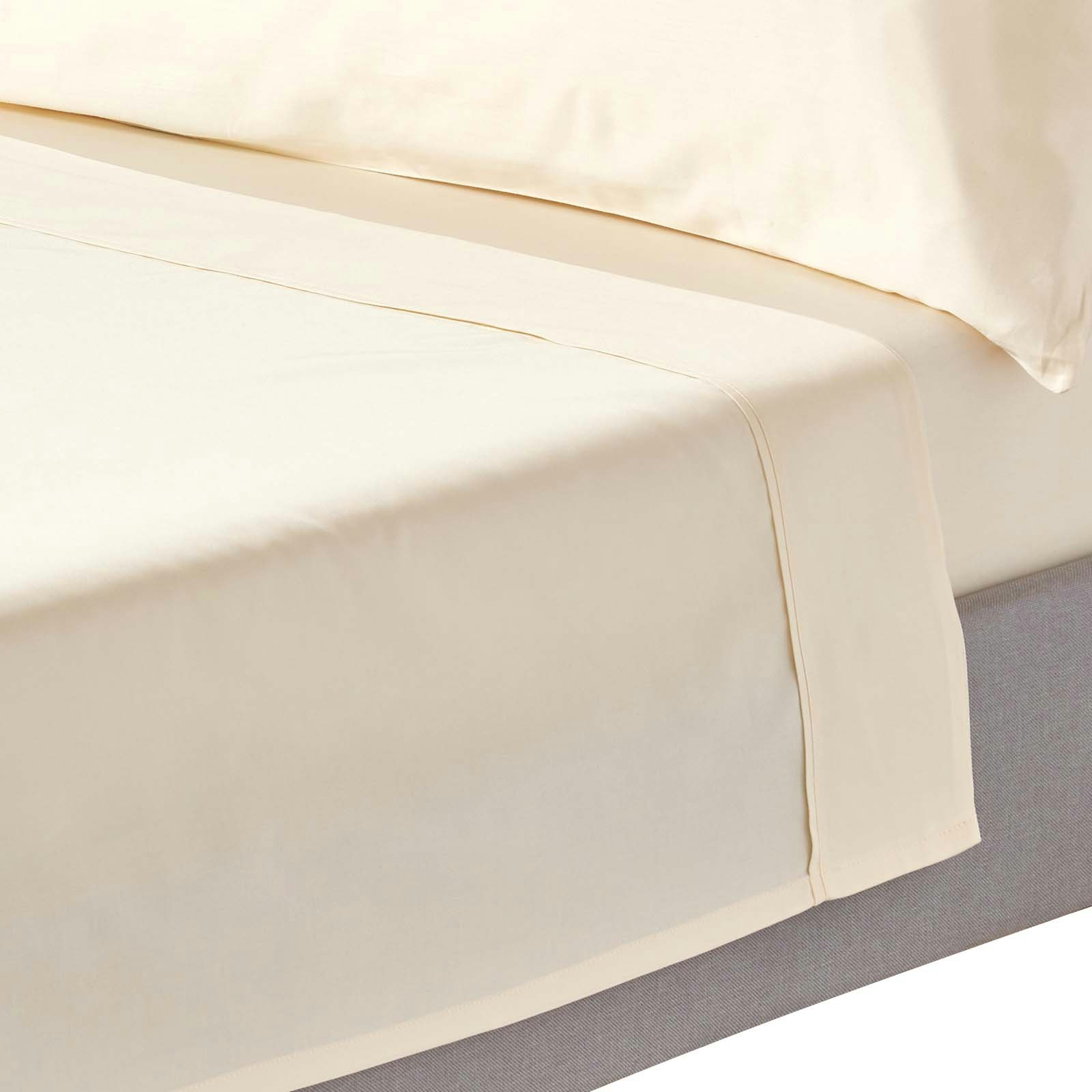 Homescapes Cream Organic 400 Tc Egyptian Cotton Sateen Flat Sheet - Super King