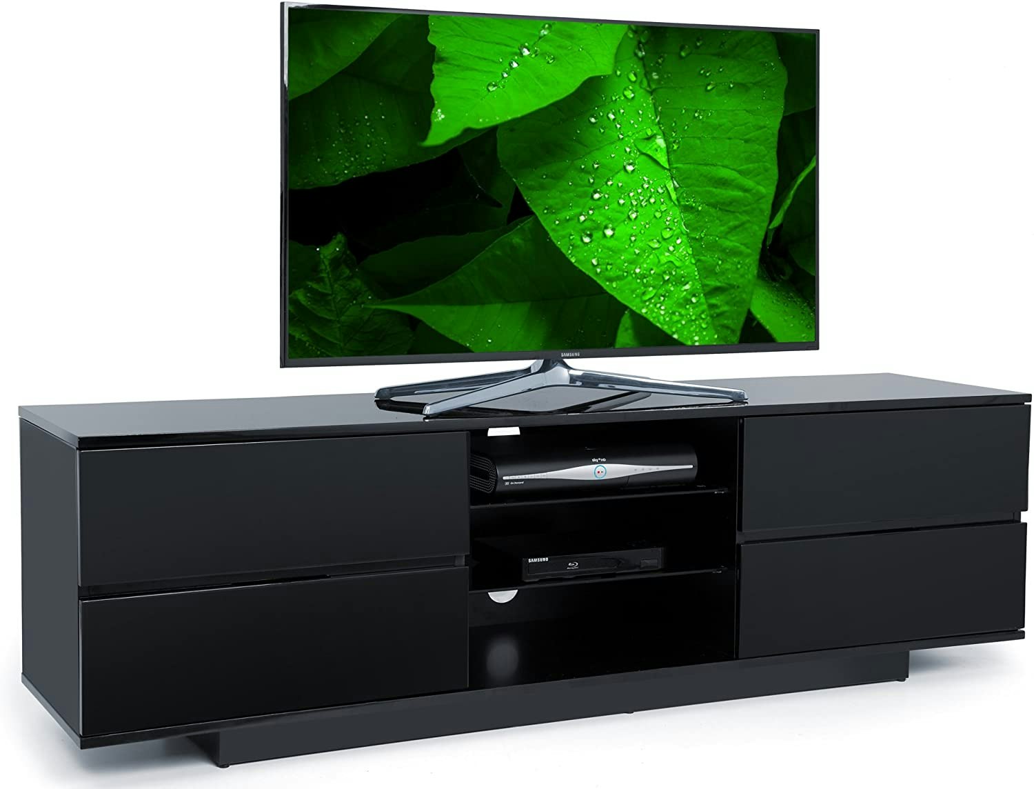Rackhams Black Avitus High Gloss With 4- Drawers For 32"-65" Led/Oled/Lcd Tv Cabinet - Fully Assembled