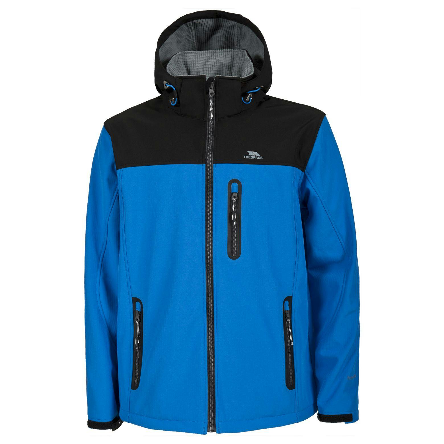 Trespass Men's Blue Hebron Waterproof Softshell Jacket - Bright - Xxs - Bright - 94% Polyester/6% Elastane