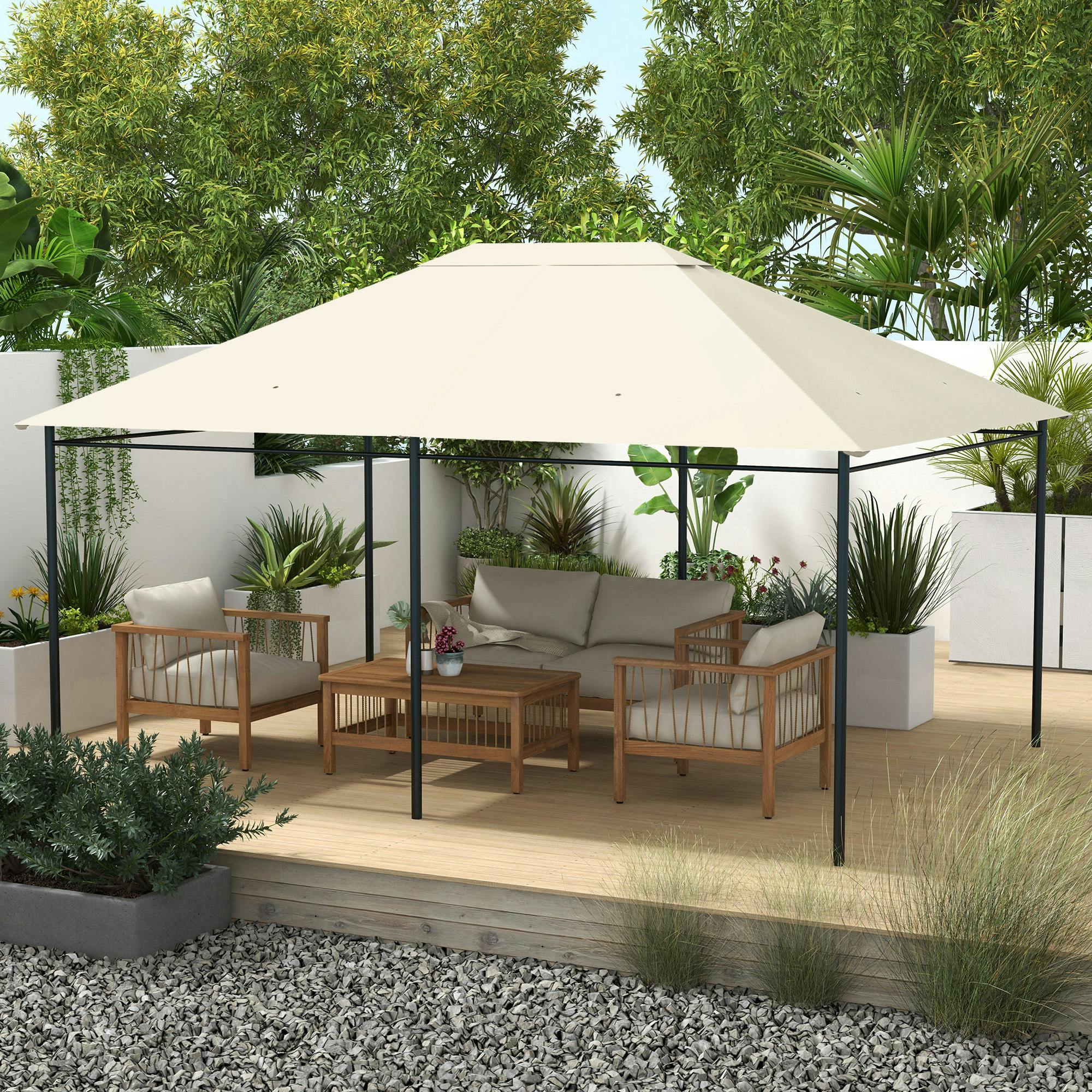 Rackhams Cream/White 3 X 4M Gazebo Canopy Replacement Gazebo Roof Cover,