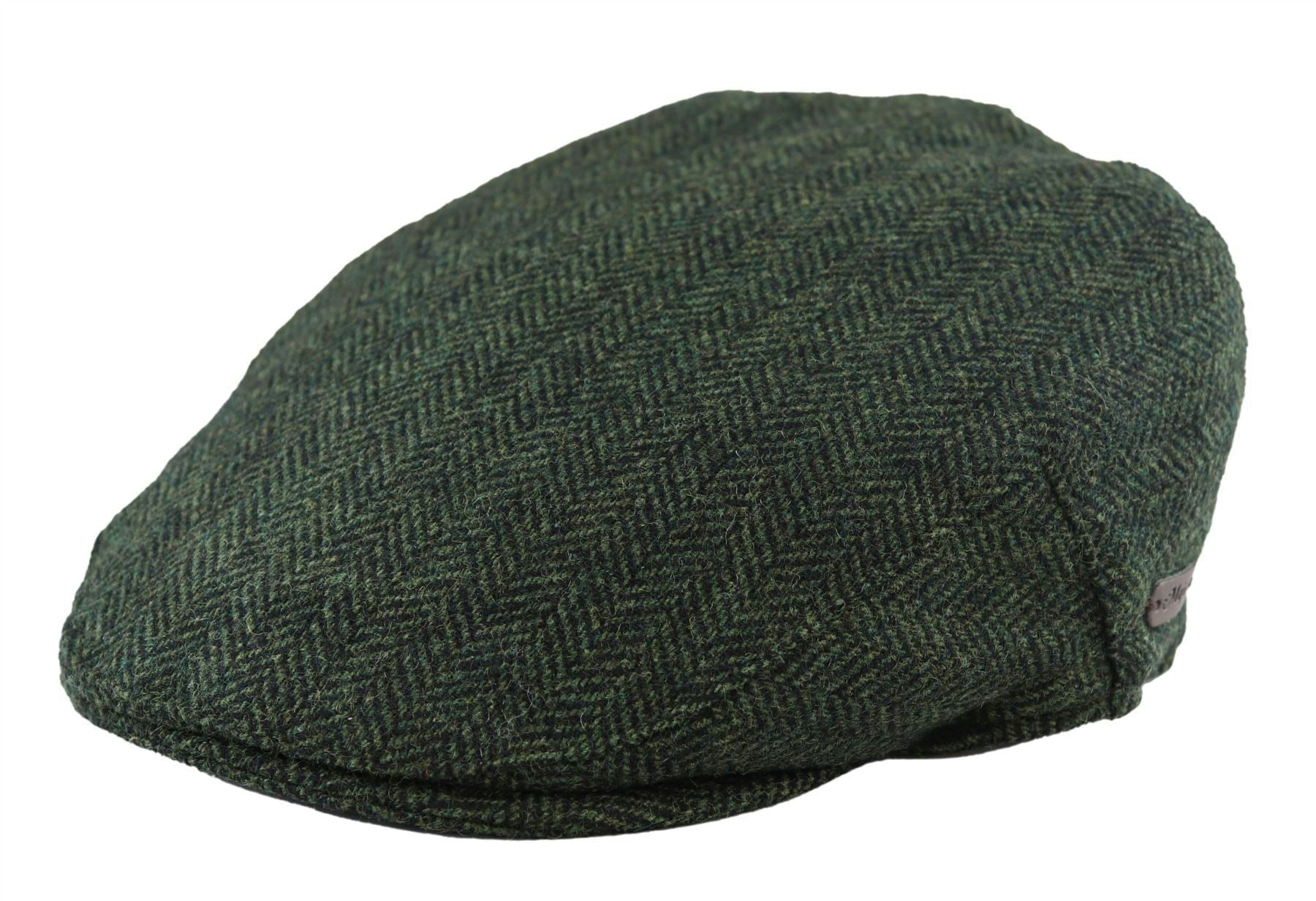 Major Men's Flat Cap Wool Herringbone Tweed Classic 1920S Unisex Del Boy - Olive - Small