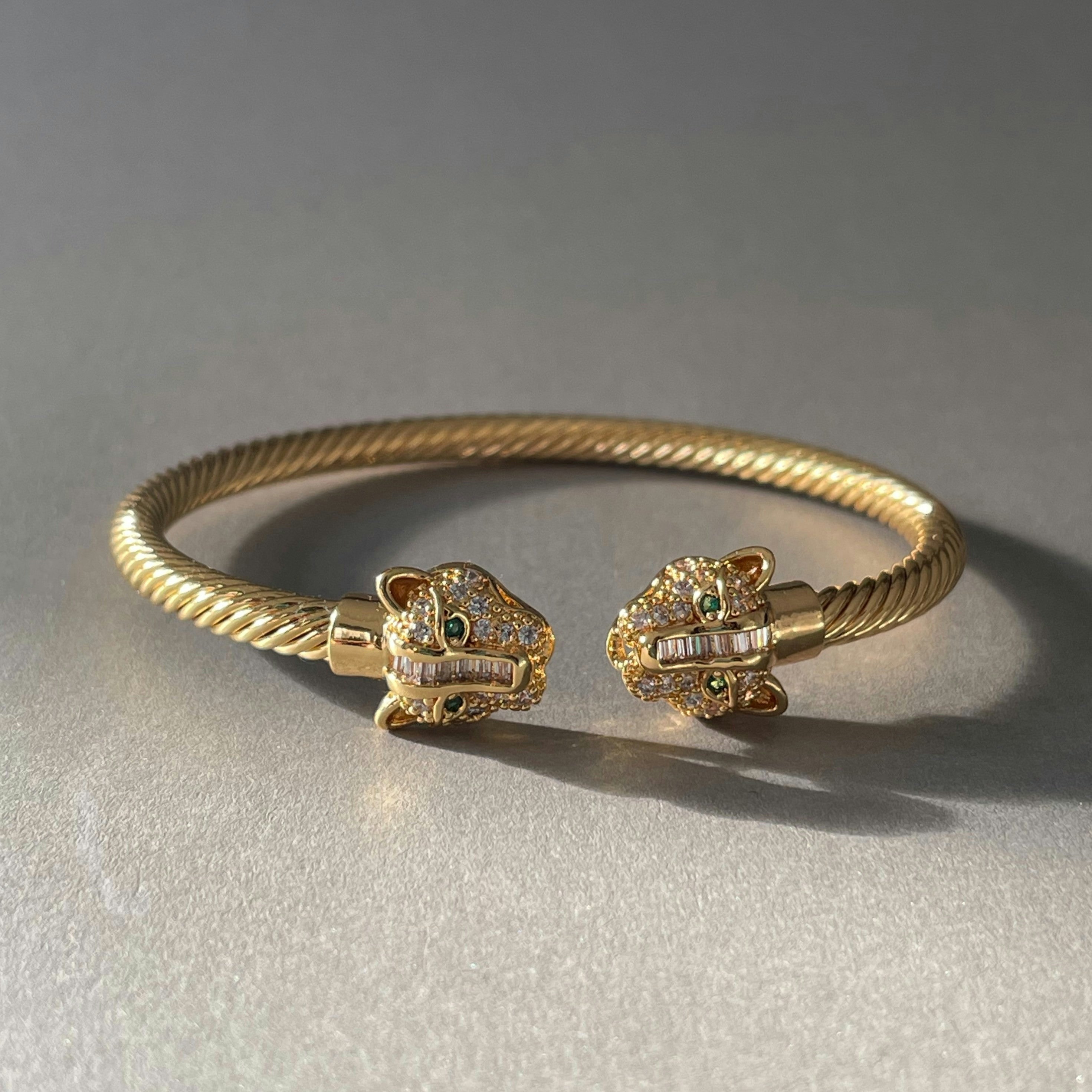 Luxe Tones Gold Zuri 18Ct Plated Textured Panther Cuff
