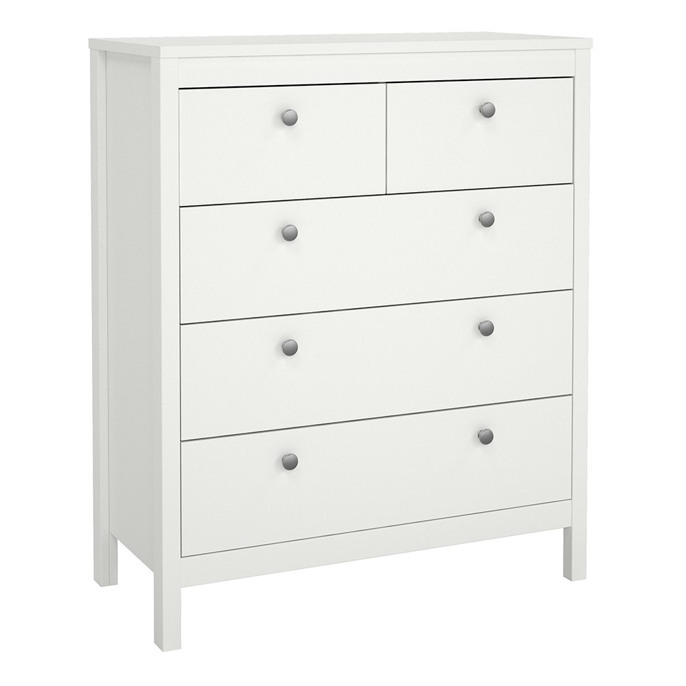 Rackhams White Madrid Chest 3+2 Drawers In - Matt - Melamine