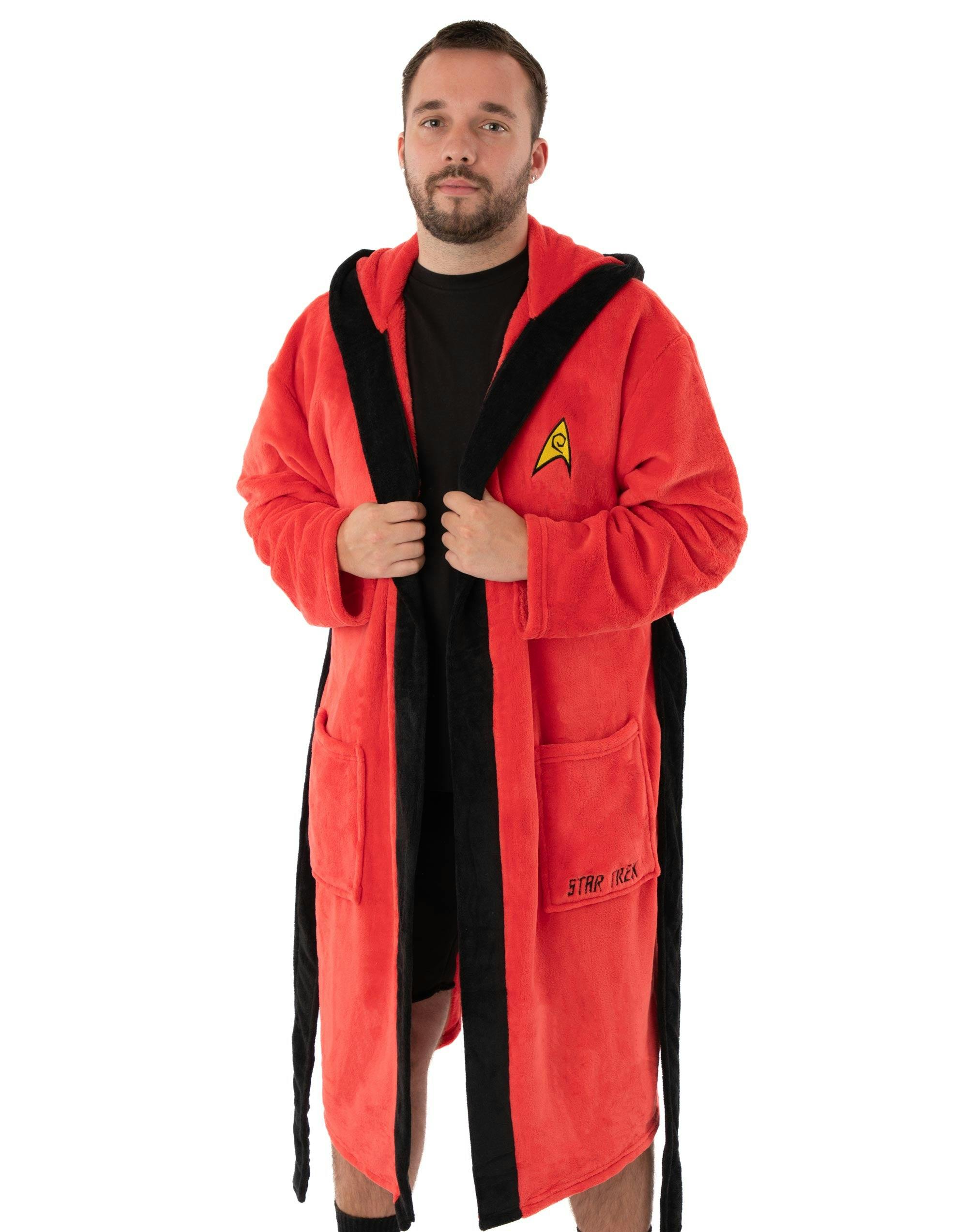 Vanilla Underground Men's Red Star Trek Hooded Bathrobe - Large