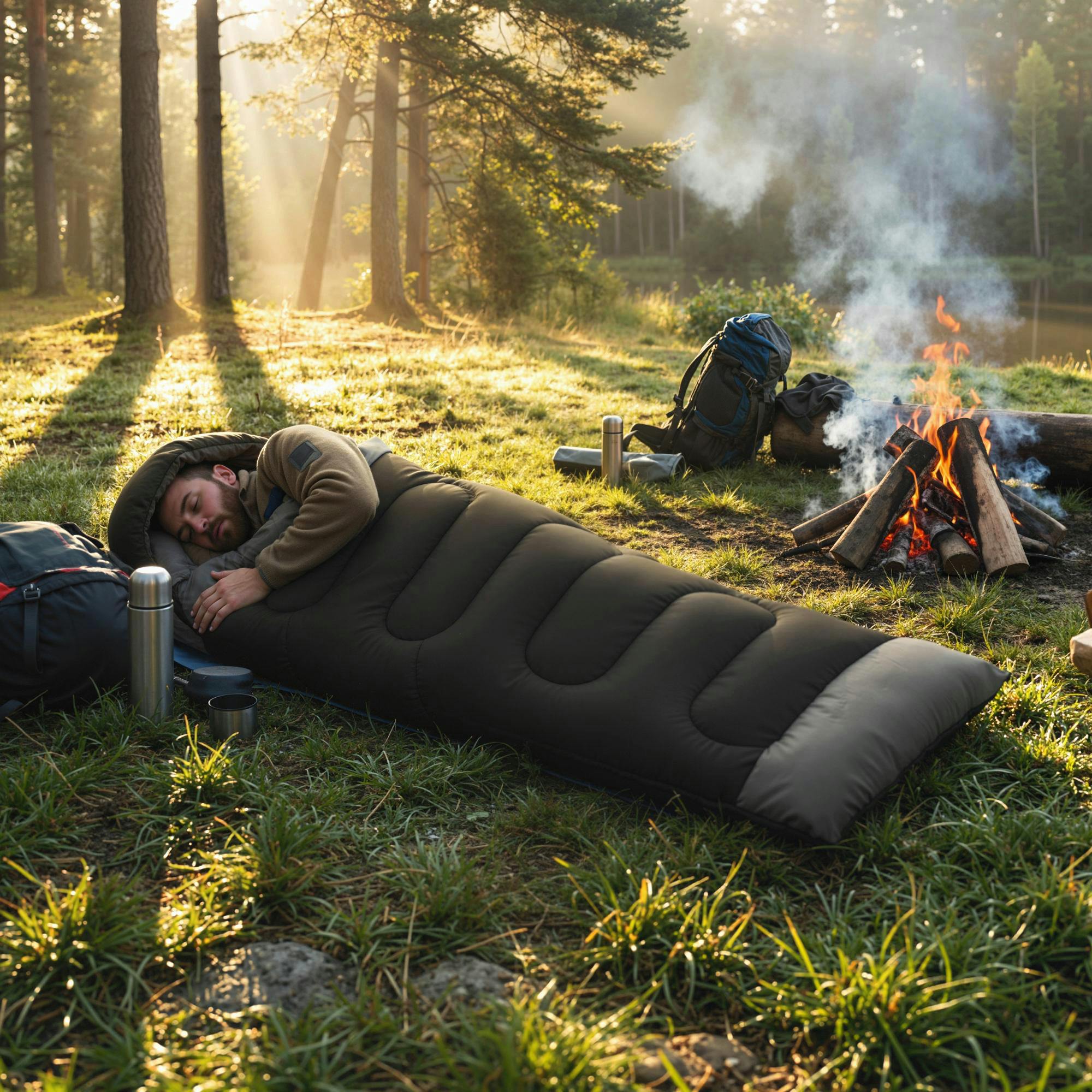 Outsunny Black Sleeping Bag For Adults, Lightweight & Compact Sleeping Bag
