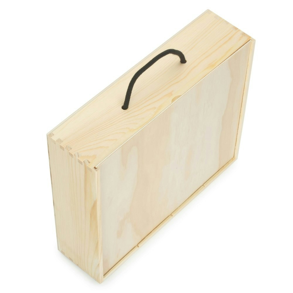 Red Hamper 4 Beer Bottle Pinewood Carry Case With Solid Lid - One Size