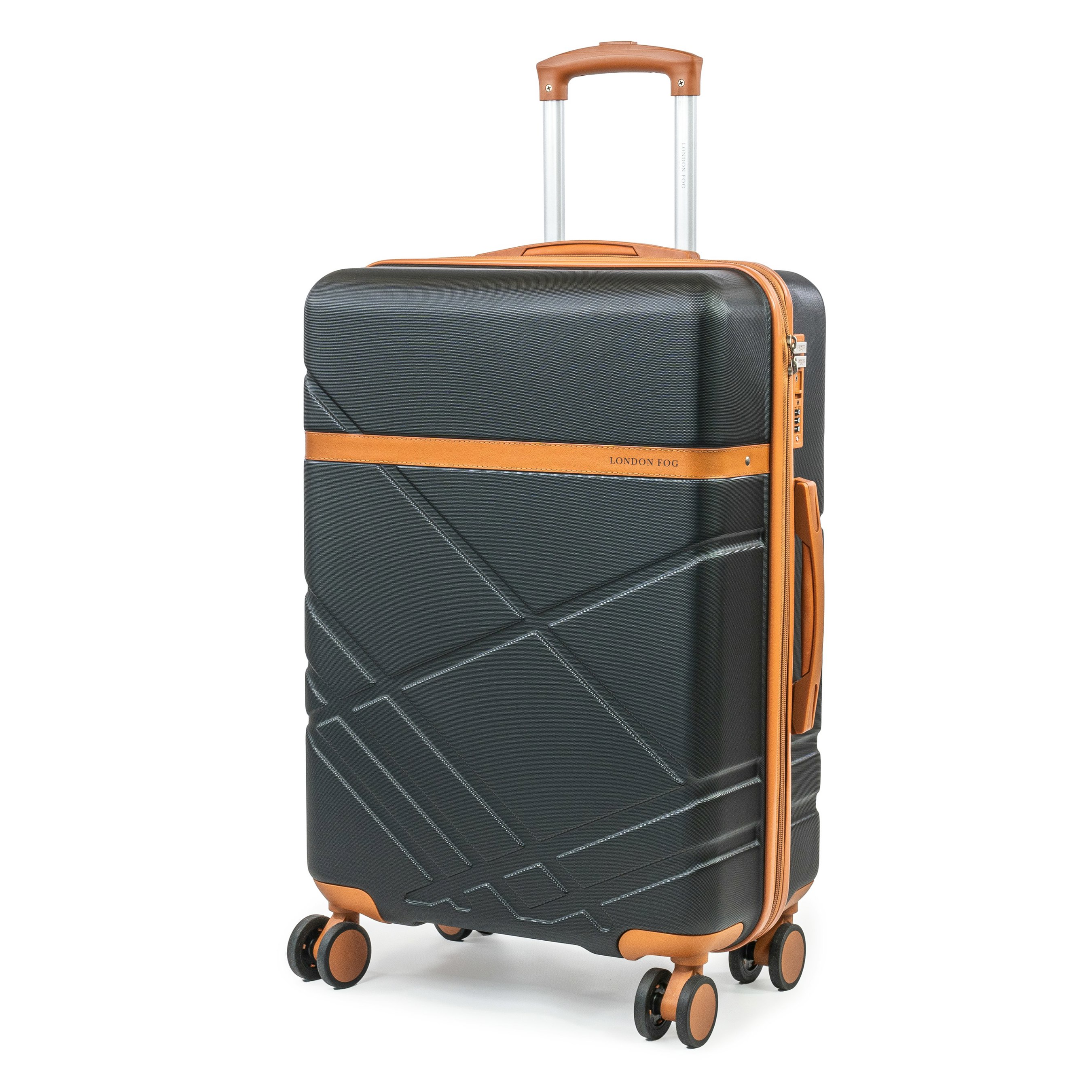 London Fog Black The Elegant Eton Hardshell Wheeled Matching Luggage Suitcase Tsa Locks - Medium - Abs