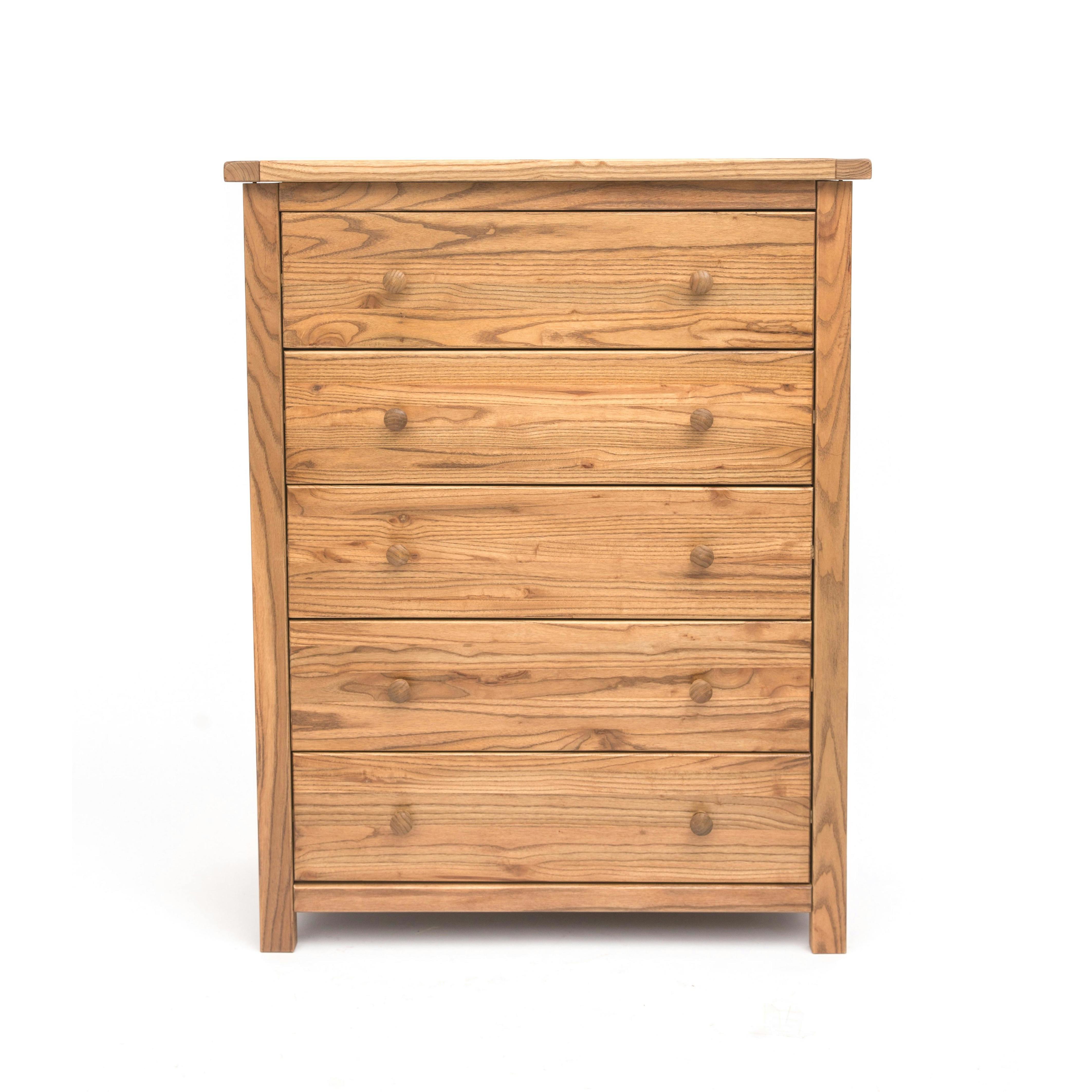 Rackhams Light Trivento 5 Drawer Chest Of Drawers Wood Knob - Natural