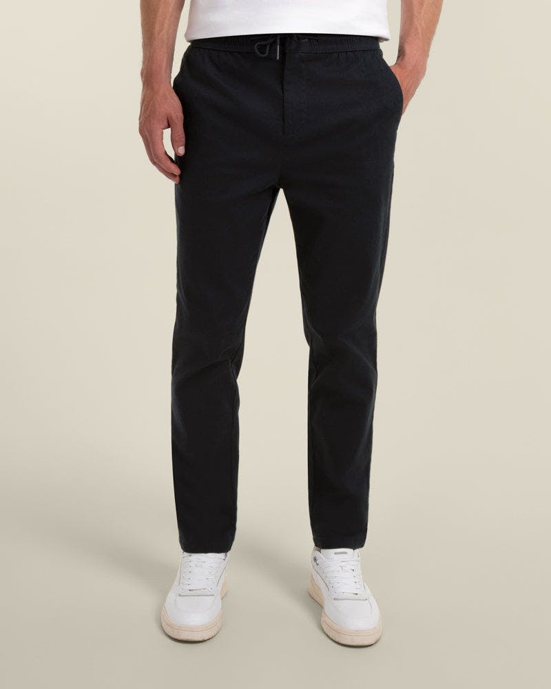 Larsson & Co Drawstring Waist Slim Fit Chino Trouser - 36R - Navy
