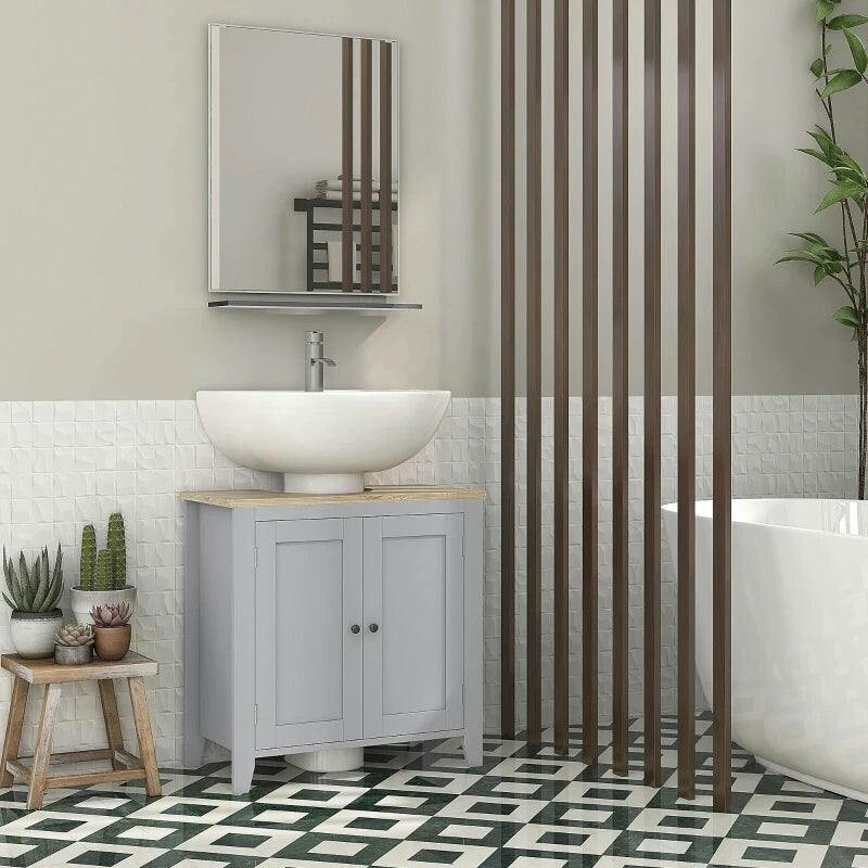 Rackhams Grey Bathroom Pedestal Under Sink Cabinet With Adjustable Shelf, - Mdf - Modern - Image 5