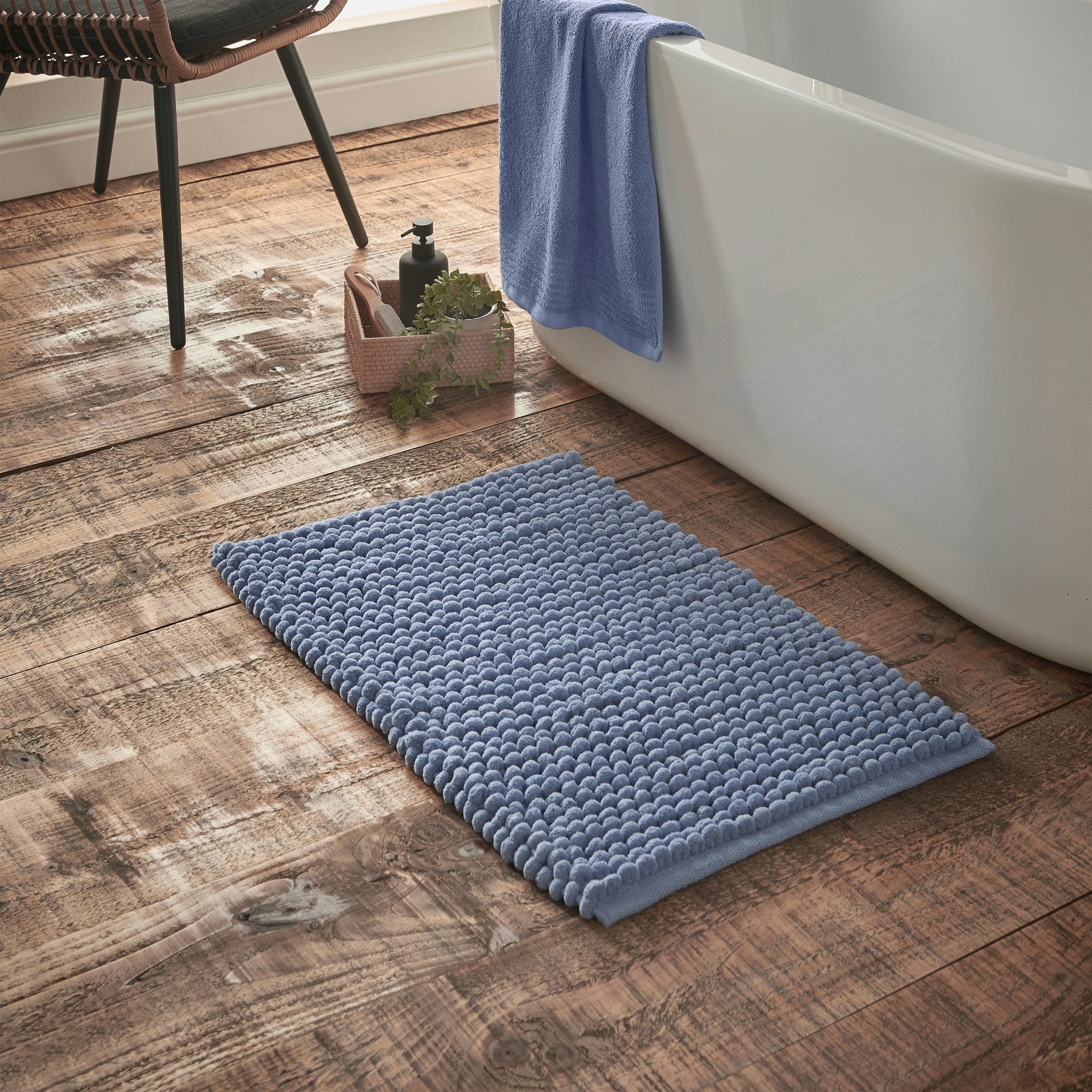 Rackhams Blue Aspen Bobble Bath Mat - Bath Mat 50 X 80 Cm