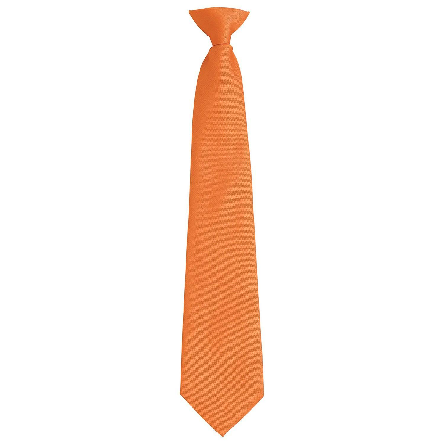 Premier Unisex Orange Colours Fashion Plain Clip-On Tie In - Image 3