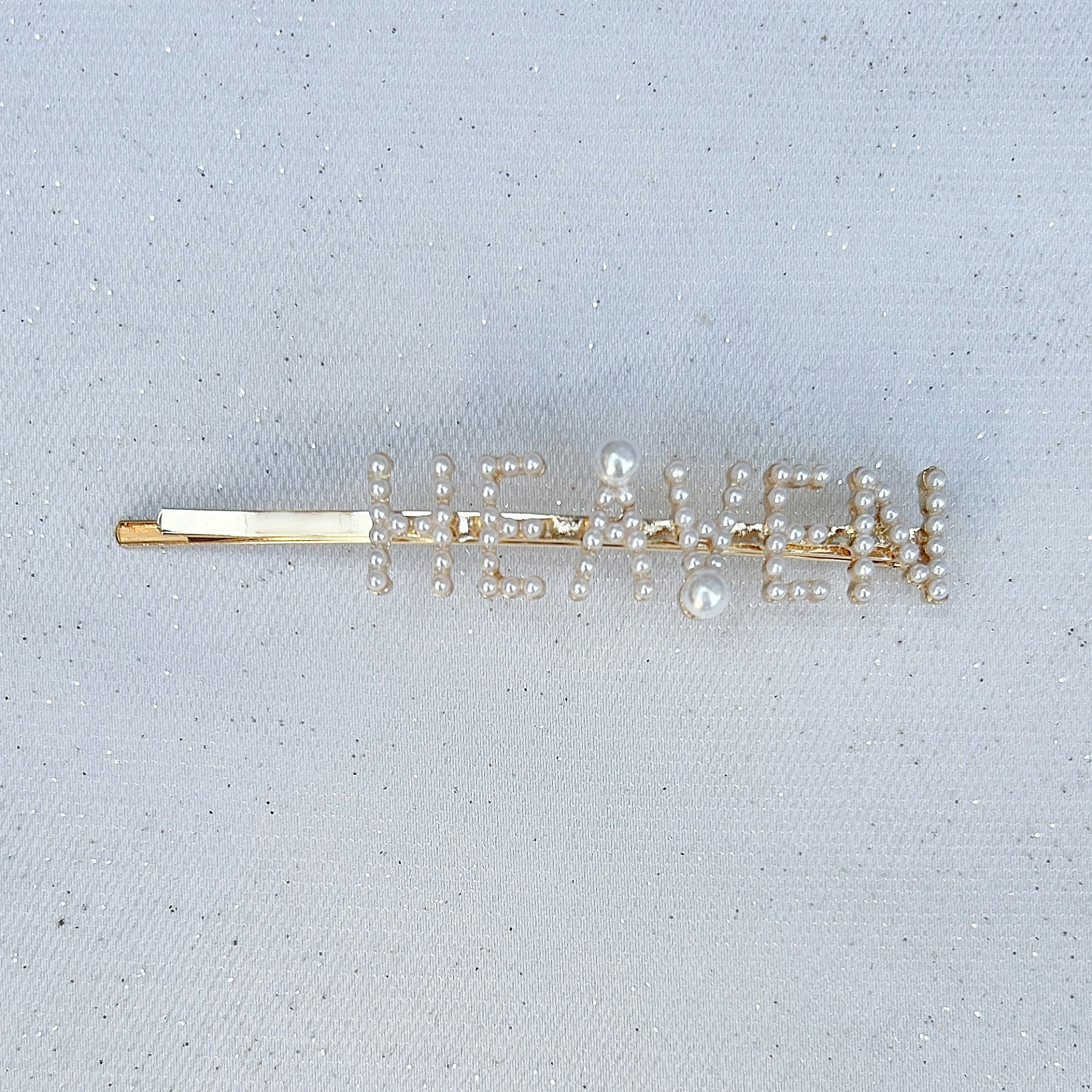 Queenmee Accessories Gold Pearl Hair Slide Pearl Word Hair Clip - Heaven