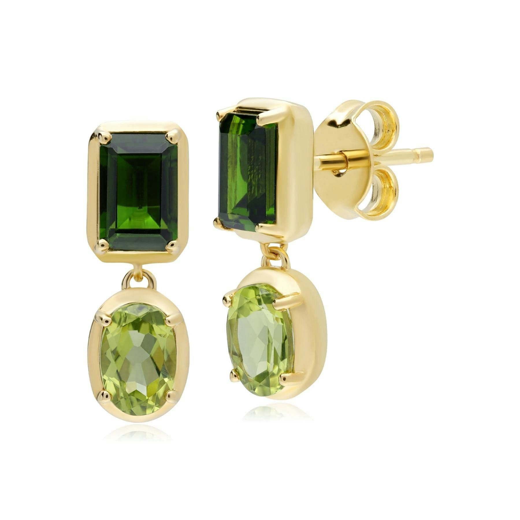 Gemondo Women's Gold/Silver Ecfew™ Creator Chrome Diopside & Peridot Dangle Earrings In Plated Sterling
