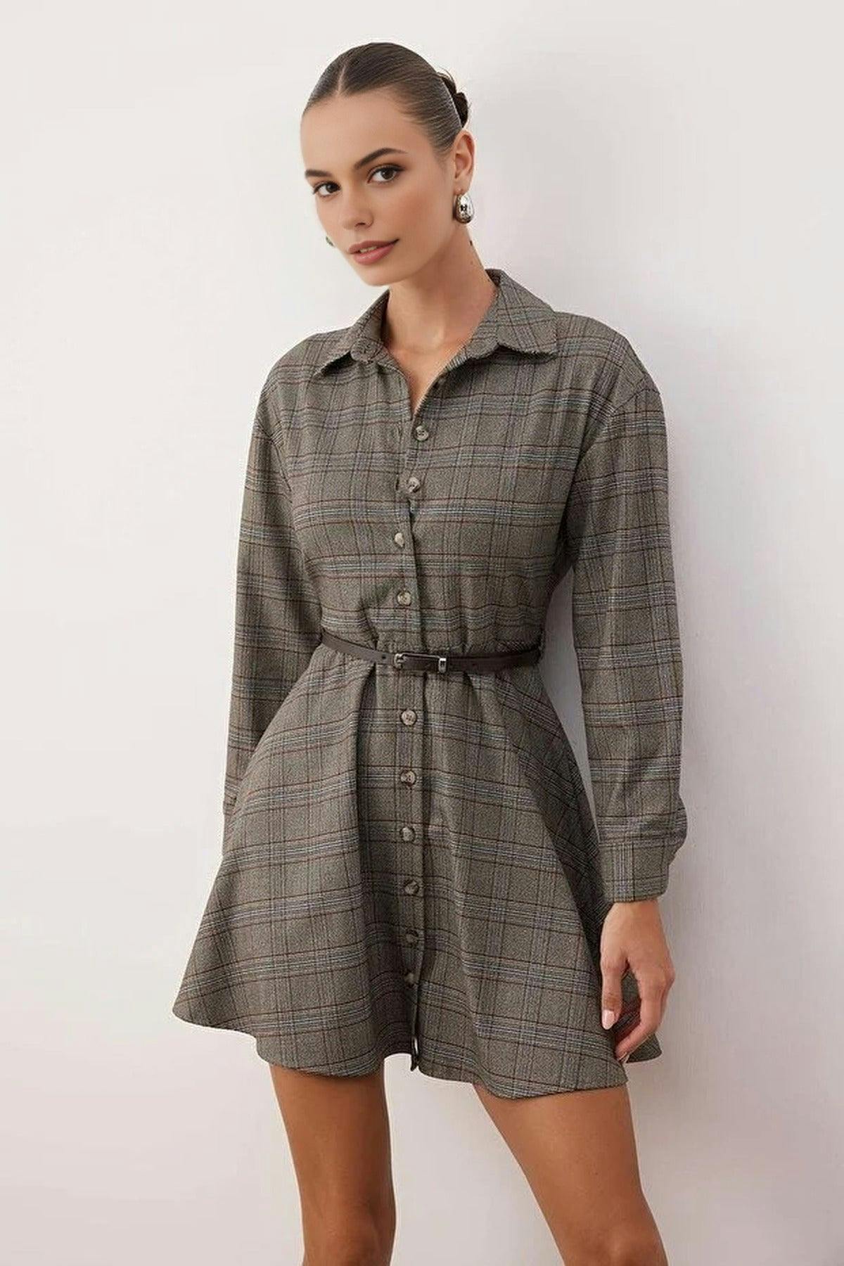 Wovcor Belted Argyle Belted Mini Woven Dress - Multi - 14