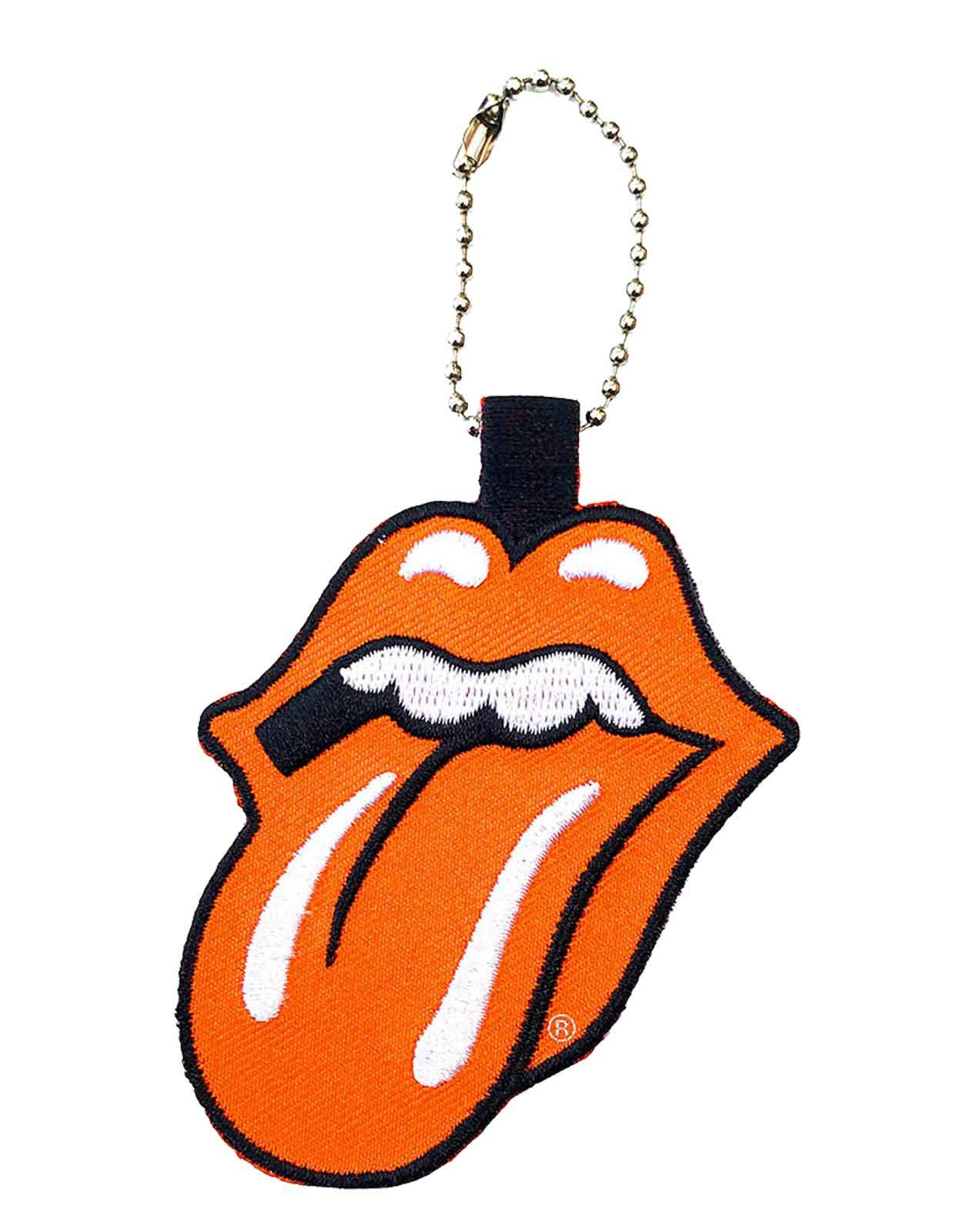 Paradiso Clothing Orange The Rolling Stones Keyring Classic Tongue Band Logo Embroidered Keychain