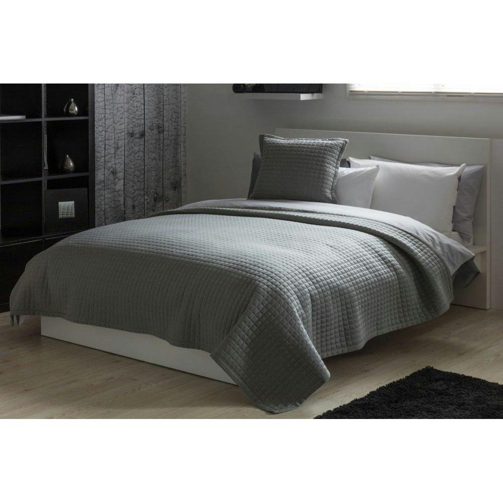 Rackhams Grey Crompton Quilted Throw - One Size - 60% Cotton/40% Polyester