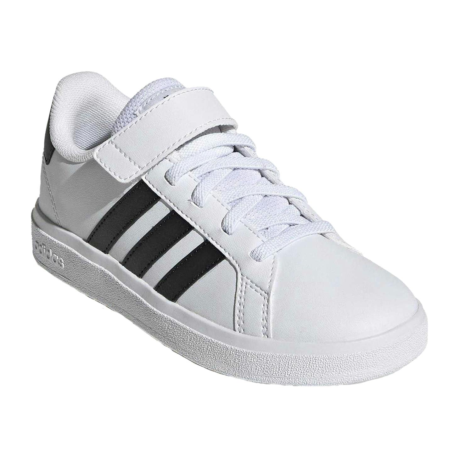 Adidas Boys White/Black Grand Court 2.0 Trainers - 11.5 Uk Child - 100% Mixed