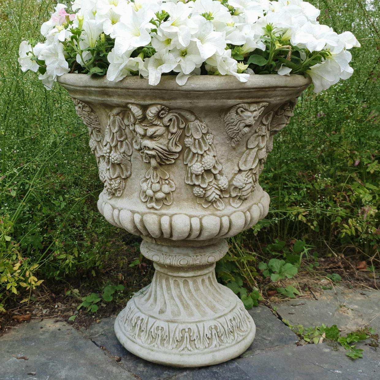 Rackhams Detailed Stone-Cast' Bacchus' Vase Pot