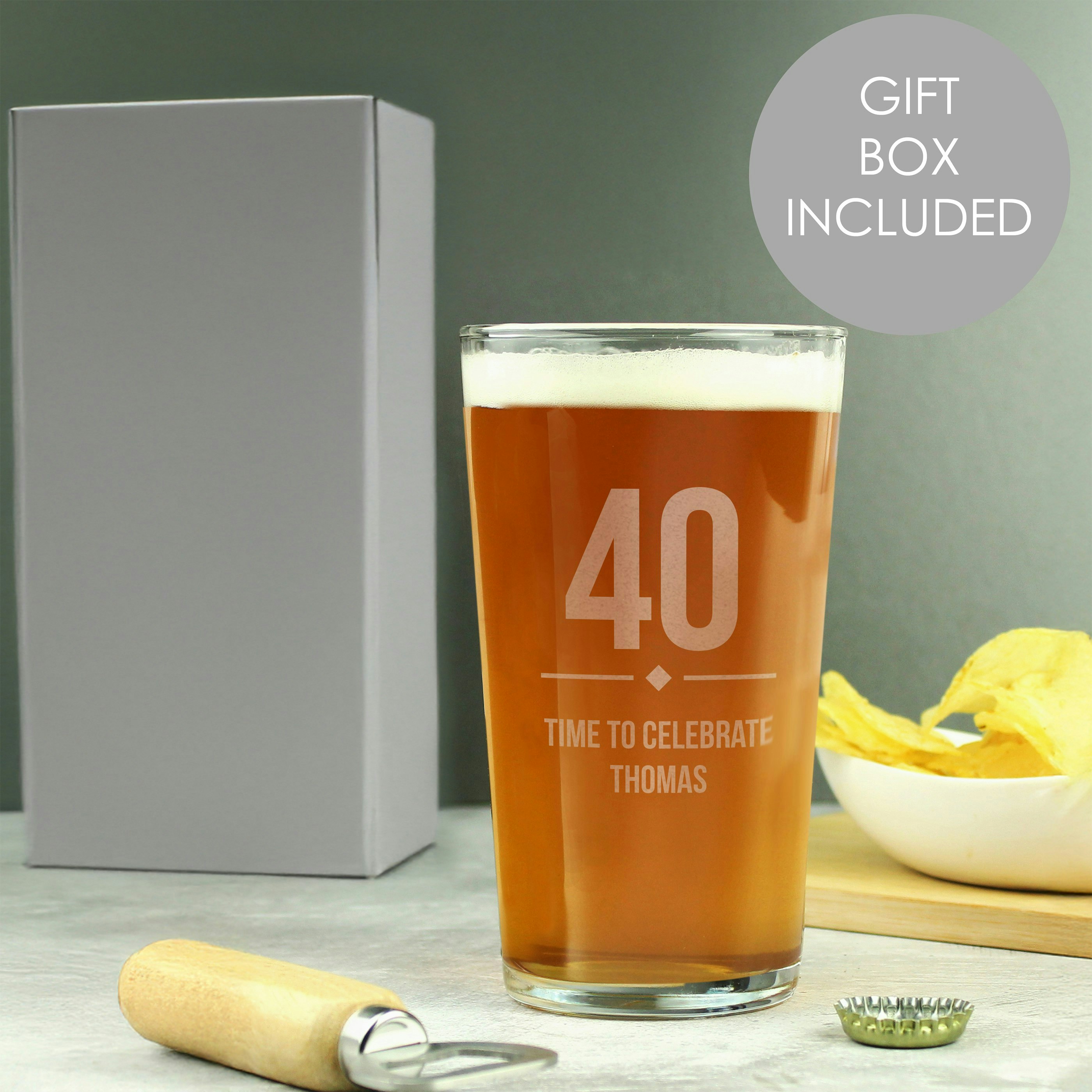 Rackhams Personalised Big Age Birthday Pint Glass
