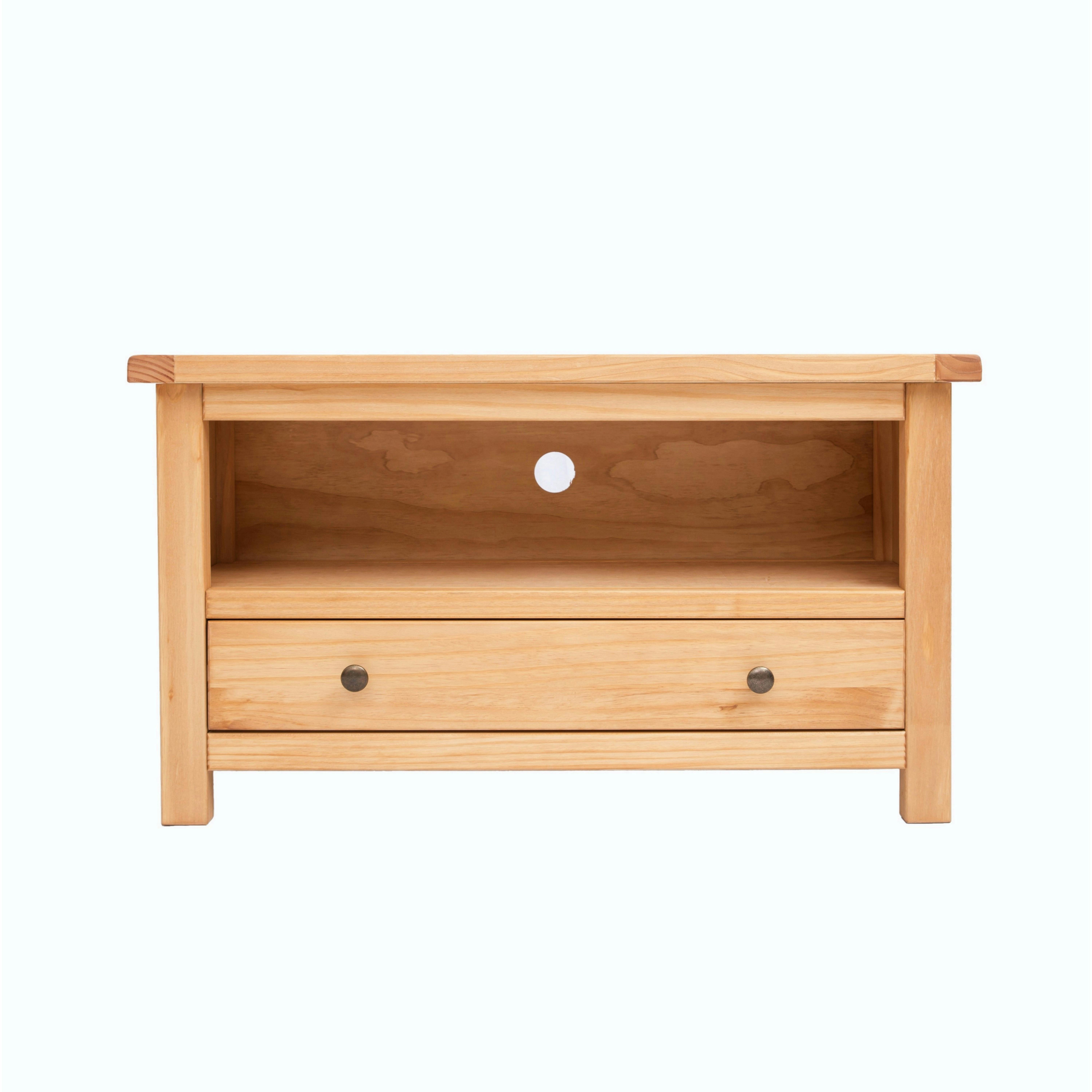 B&Q - Lugo Waxed 1 Drawer Tv Cabinet Brass Knob - Image 2